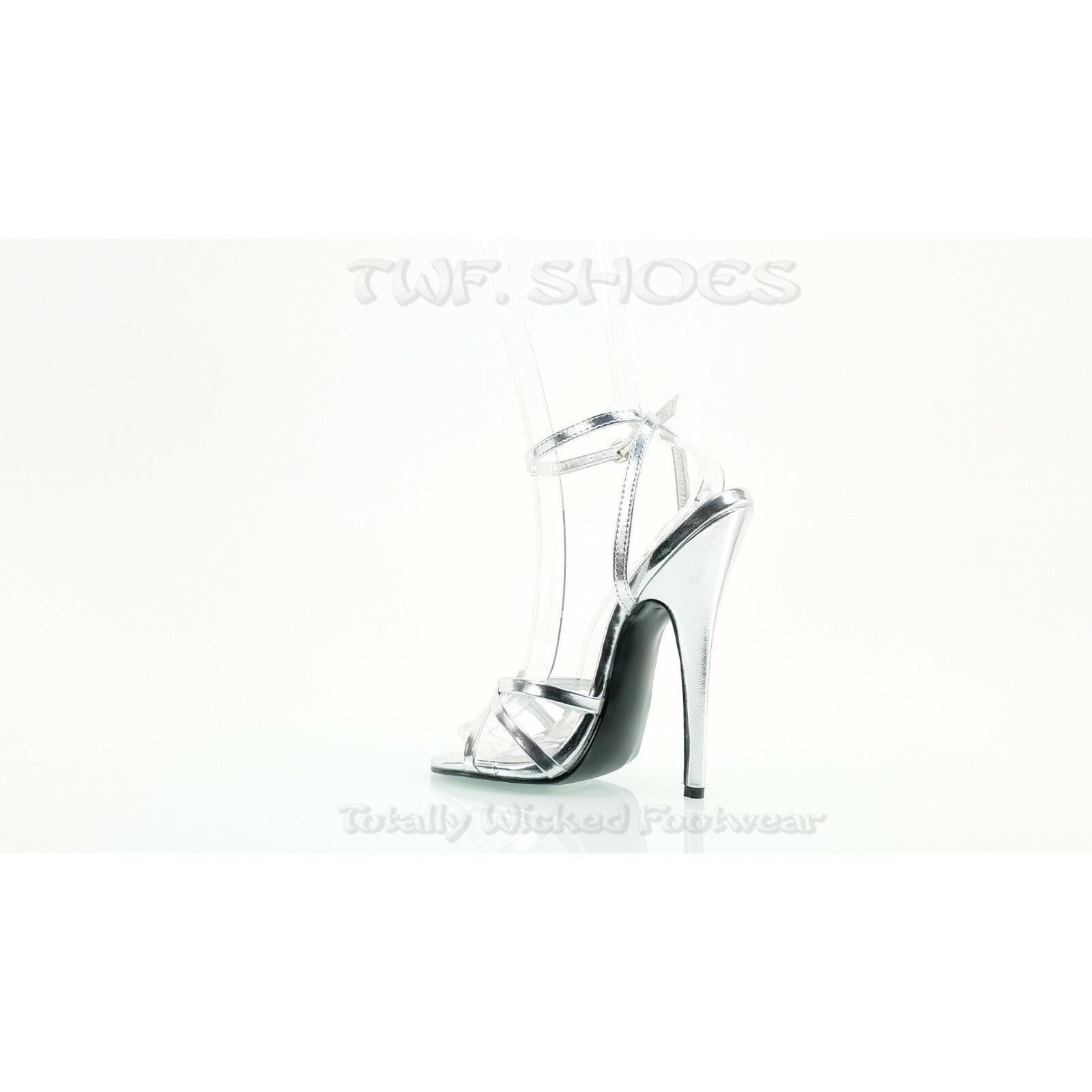 Other Domina 108 Silver High 6" Spike Heels Ankle Strap Stiletto S Size US 11 / IT 41 - 3 Thumbnail