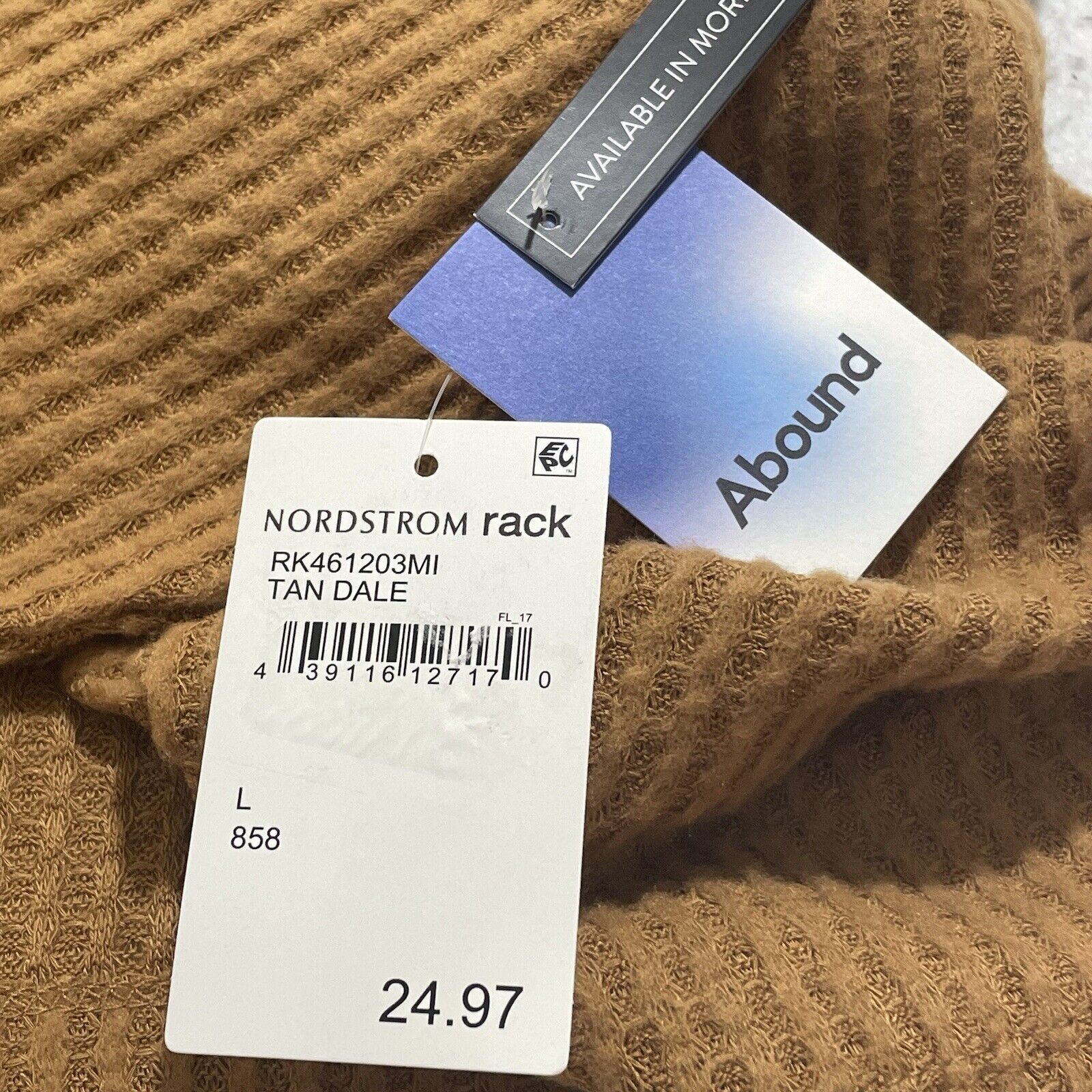 Nordstrom Abound Pullover Sweater Brown Long Sleeve Notch Neck Knit Size L / US 10 / IT 46 - 5 Thumbnail