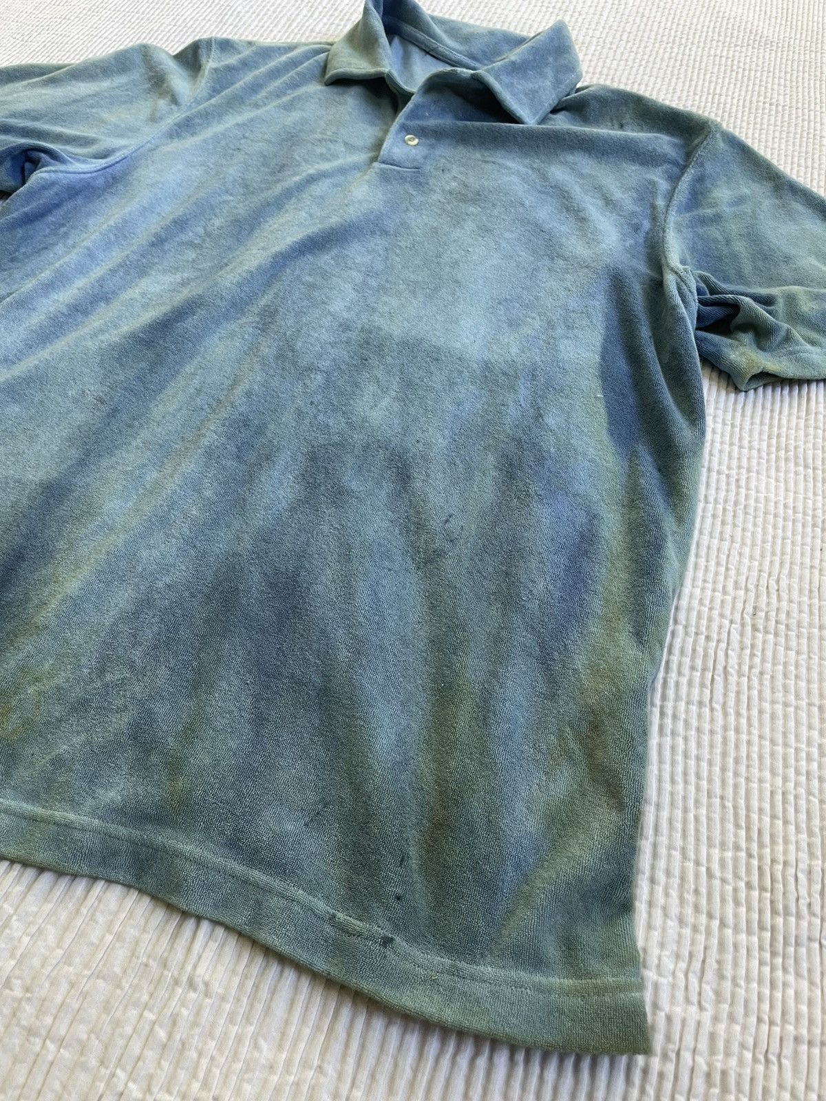 Indigo Indigo Schloppy Dyed Sun Faded Terry Cloth Polo Size US L / EU 52-54 / 3 - 4 Thumbnail