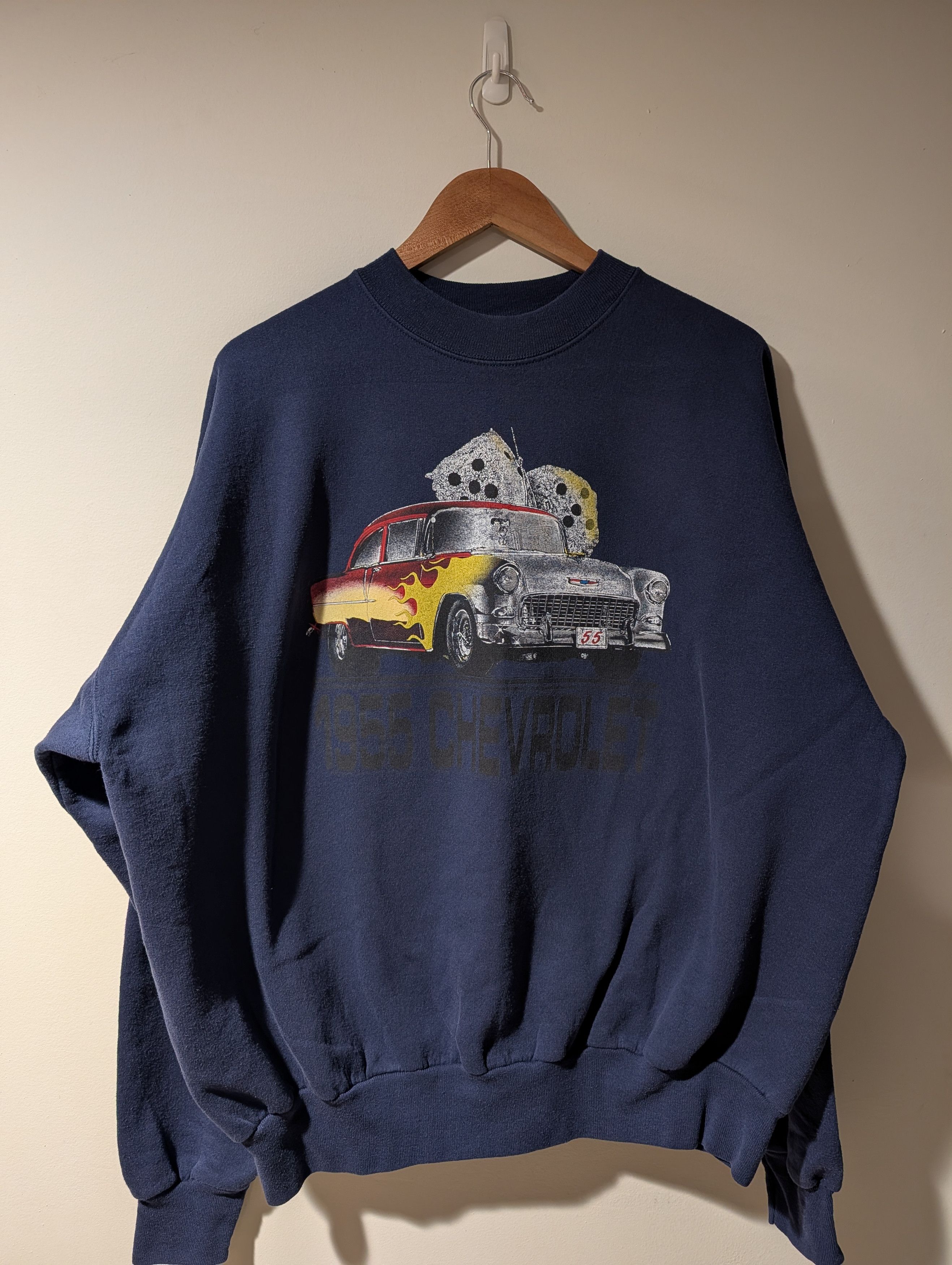 Chevrolet Vintage 1955 Chevrolet Hot Rod Car Bel Air Sweatshirt Size US XXL / EU 58 / 5 - 1 Thumbnail