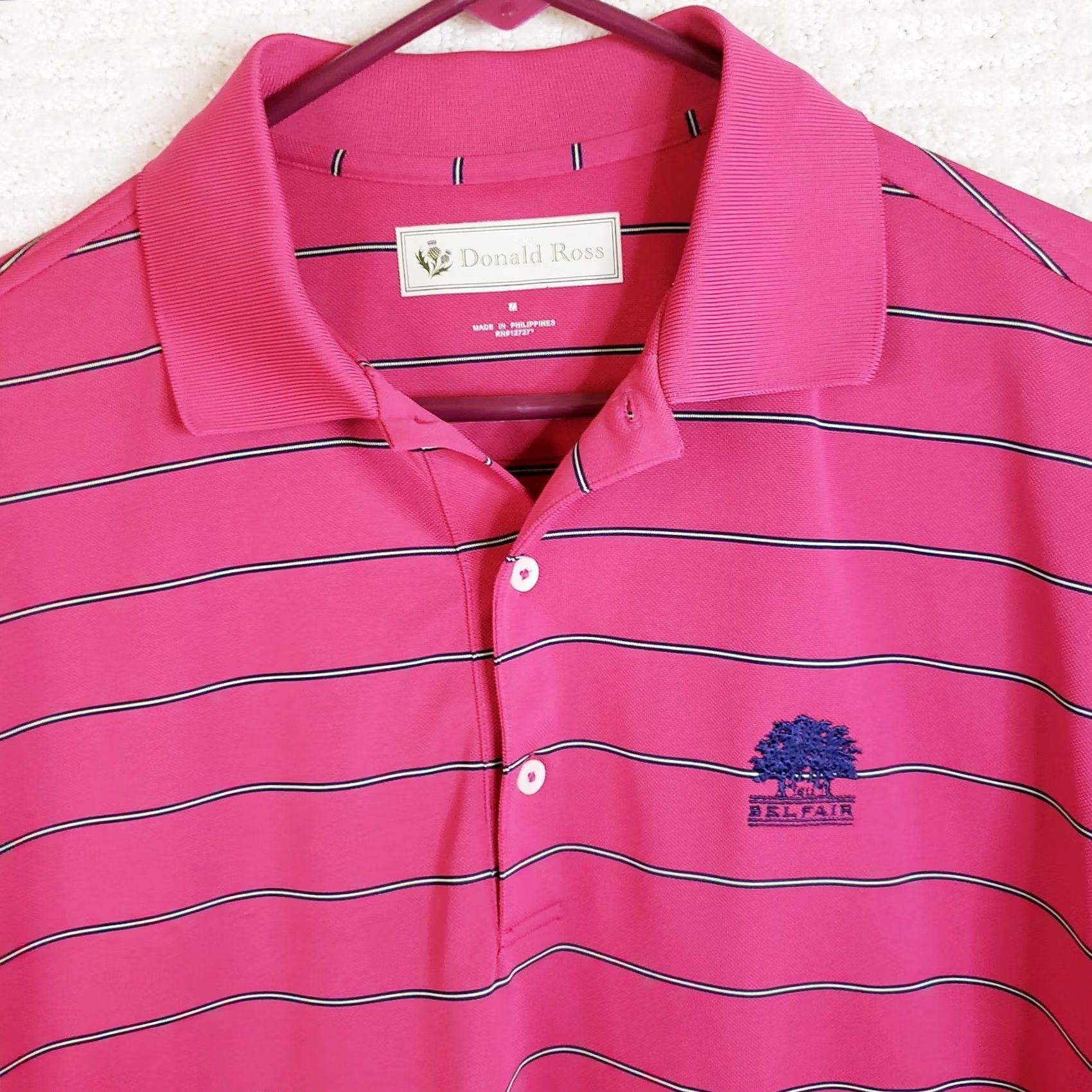 Vintage Donald Ross Polo Shirt M Pink Striped Golf Polo SS Men Size US M / EU 48-50 / 2 - 3 Thumbnail