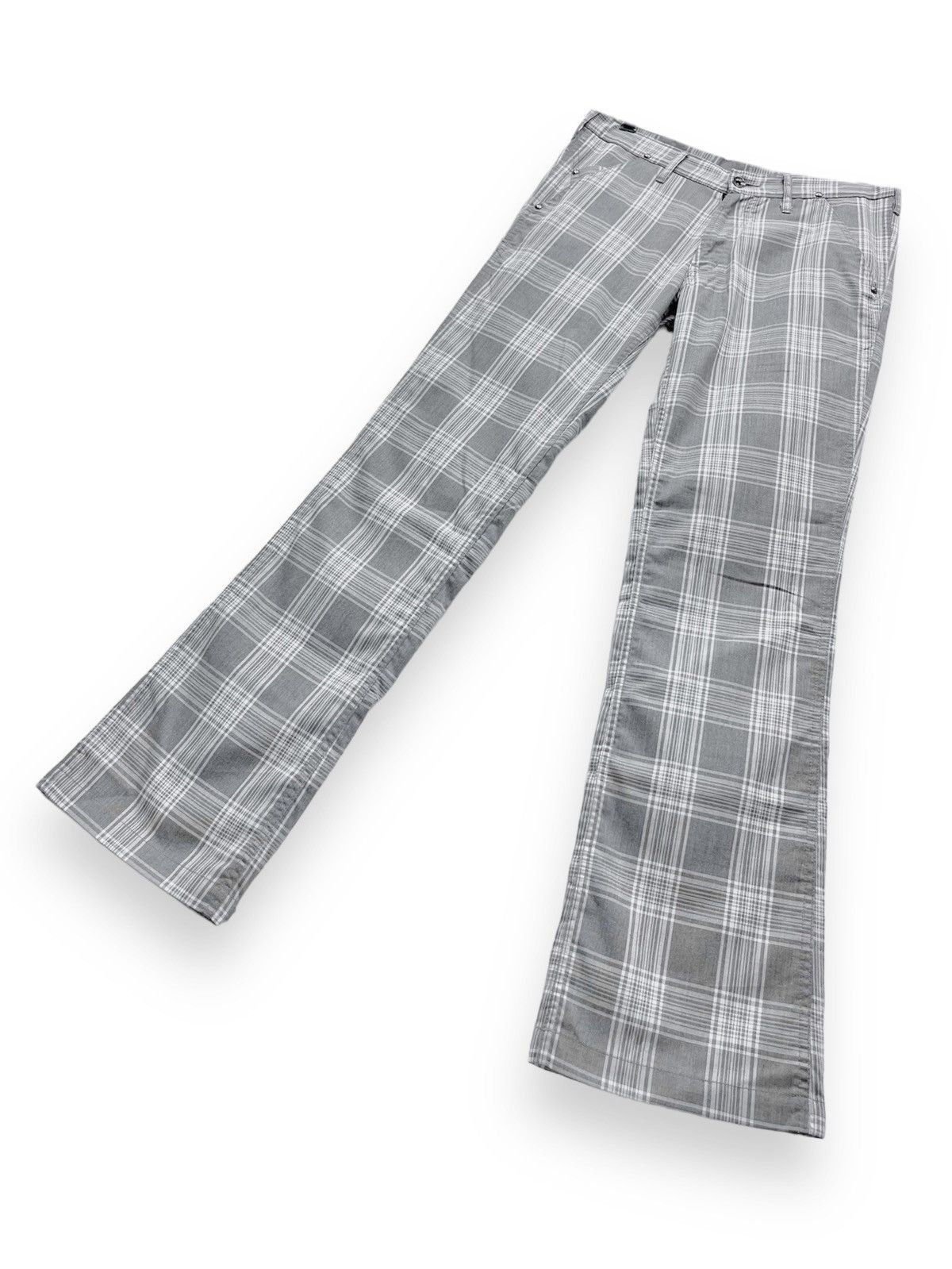 semanticdesign SEMANTIC Punk Checkered Gray Tartan Light Rayon Blends Flare Size US 30 / EU 46 - 4 Thumbnail