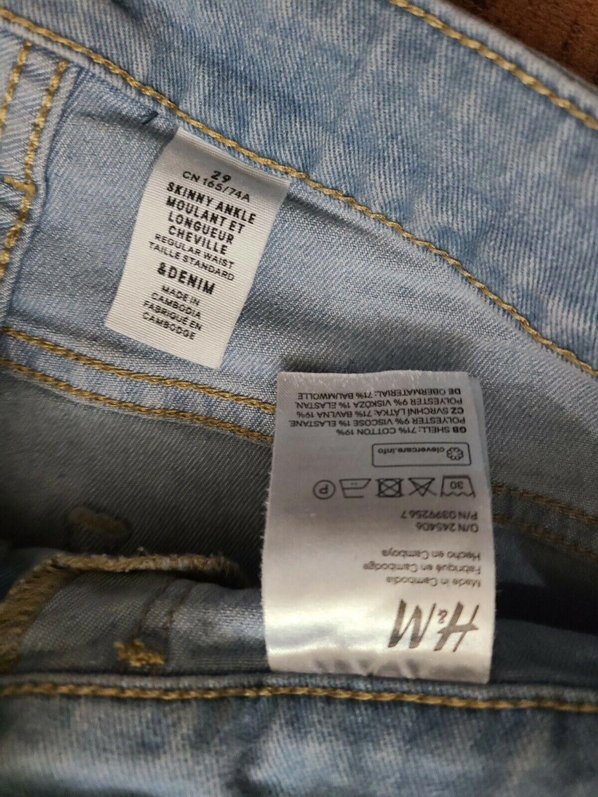 H&M H&M Skinny Ankle Jeans Size 29 Light Wash Stretch Size 29" - 2 Thumbnail