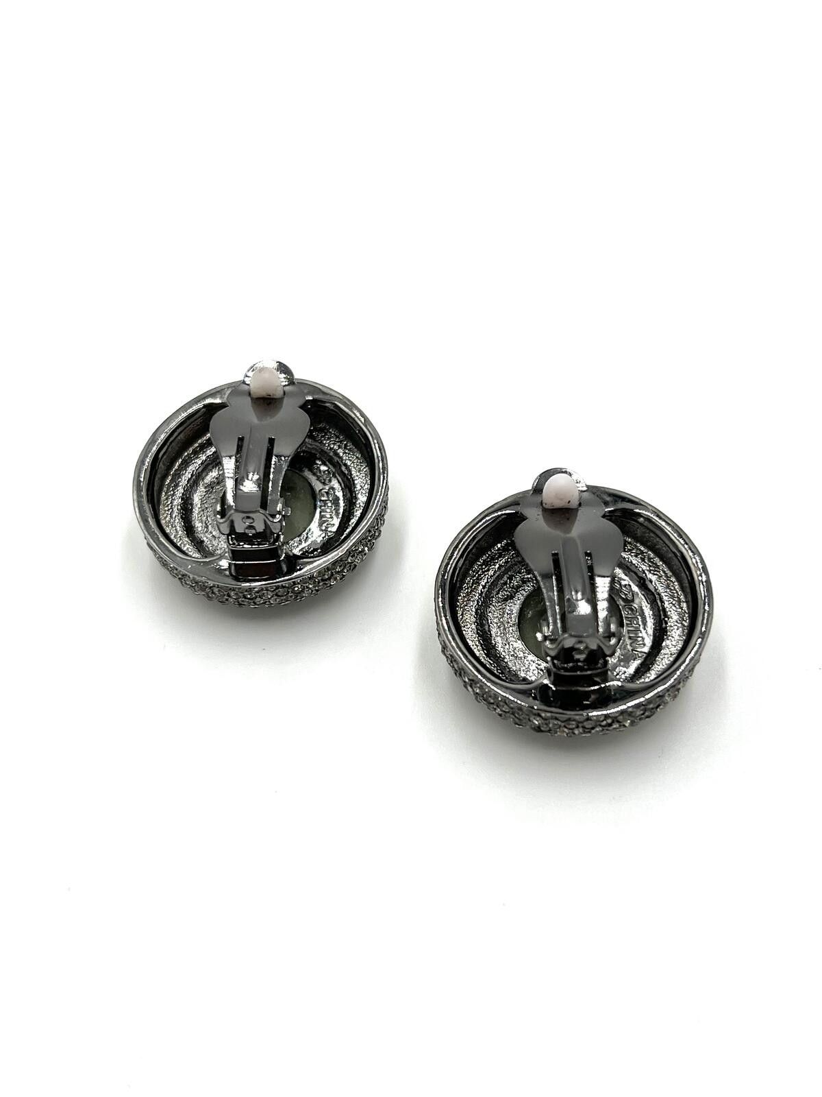 Other Joan Boyce Smoke & White Rhinestone Round Clip-On Earrings Size ONE SIZE - 4 Thumbnail