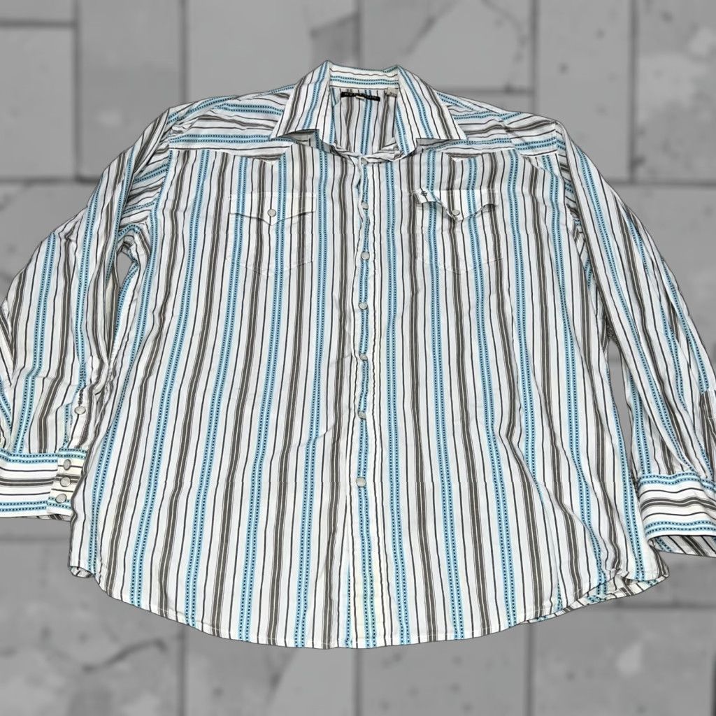 Stetson Stetson Shirt Western Striped Button-Up Snap 2XL Men’s Long Sleeve White Classic Western Button-Up Mens Regular Fit Size US XXL / EU 58 / 5 - 1 Thumbnail