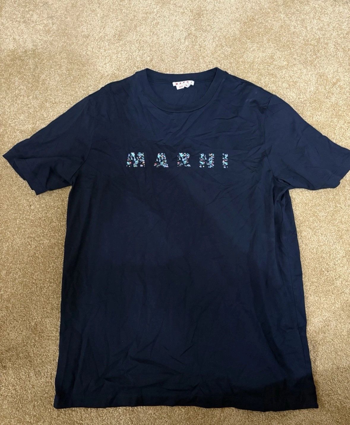 Marni MARNI Mens Size 54 XL Navy Pullover Crew Floral Logo Graphic Size US XL / EU 56 / 4 - 3 Thumbnail