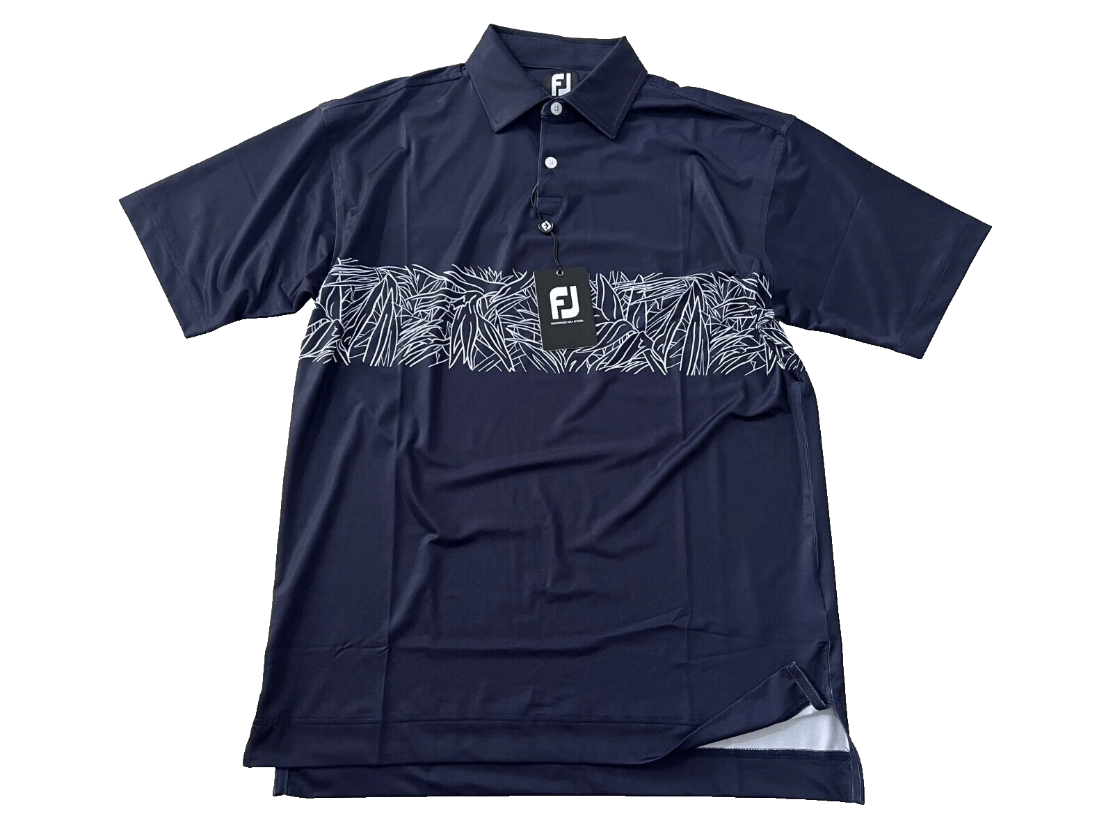 Footjoy FootJoy Tropical Chestband Lisle Self Golf Polo Top Navy M Size US M / EU 48-50 / 2 - 3 Thumbnail