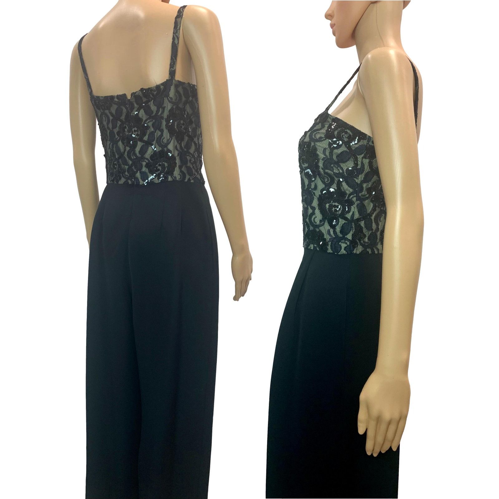 Vintage 80s Nolan Miller Black Jumpsuit Lace Beads and Sequins XS Size 27" / US 4 / IT 40 - 8 Thumbnail