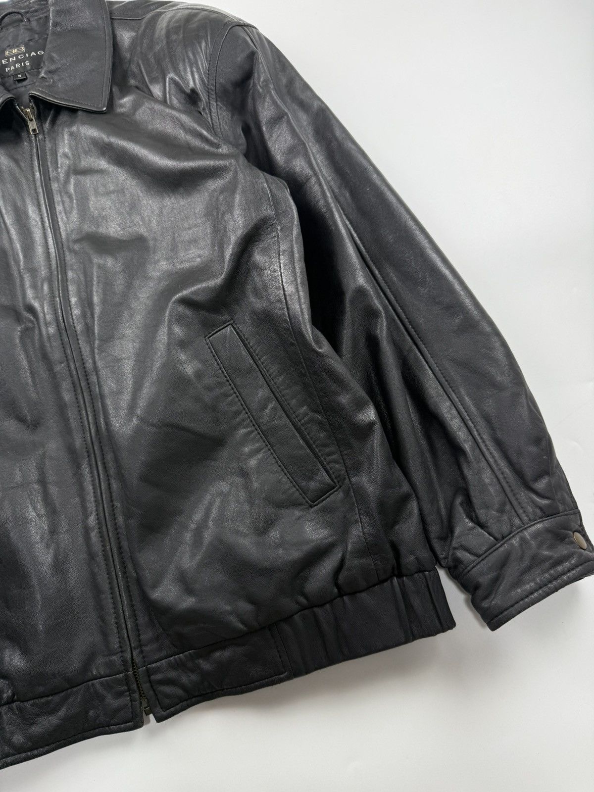 Balenciaga Vintage Balenciaga Padded Shoulder Zip Up Leather Jacket Size US L / EU 52-54 / 3 - 4 Thumbnail