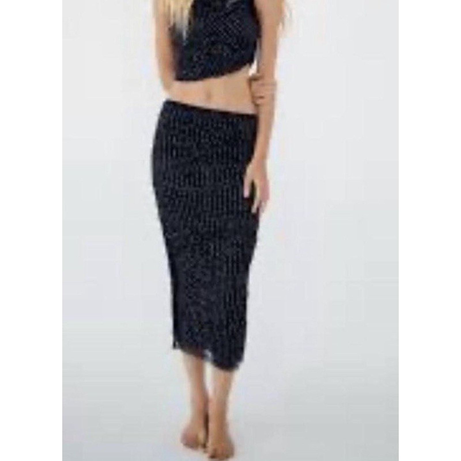 Zara Zara Black Tulle Rhinestones Mermaid Maxi Skirt Size S Siren Size 24" / US 00 / IT 34 - 4 Thumbnail