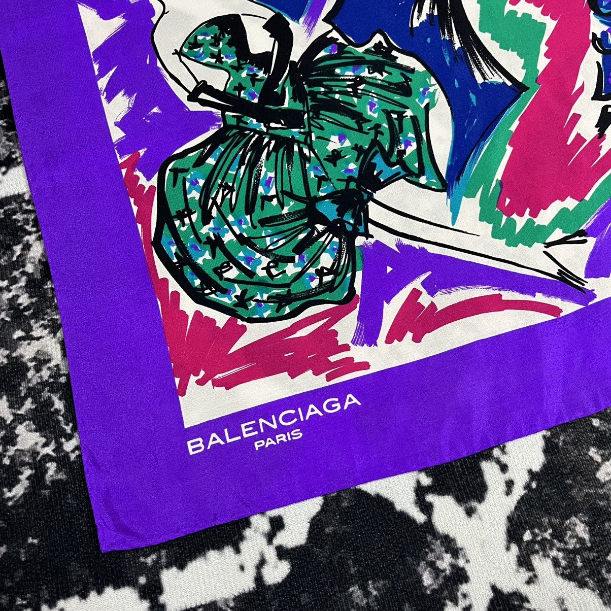 Balenciaga Balenciaga Abstract Design Silk Scarf Size ONE SIZE - 7 Thumbnail