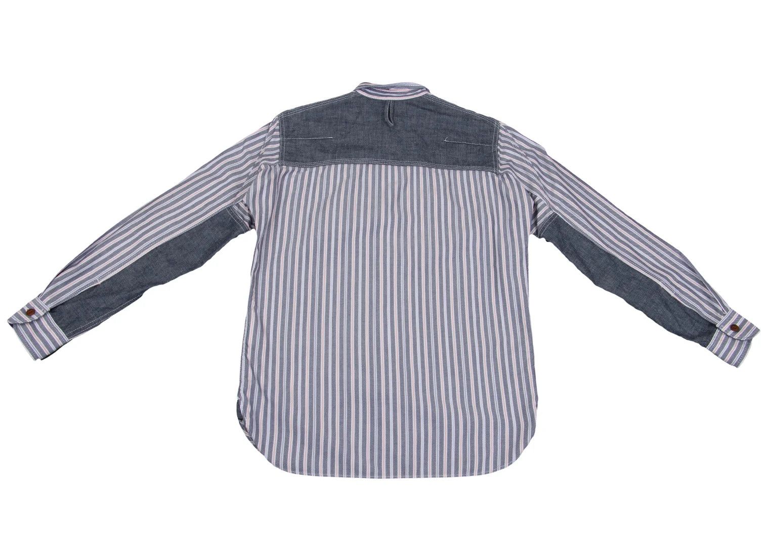 Junya Watanabe Patch Design Raglan Sleeve Stripe Shirt in Gray and White Size US XS / EU 42 / 0 - 14 Thumbnail