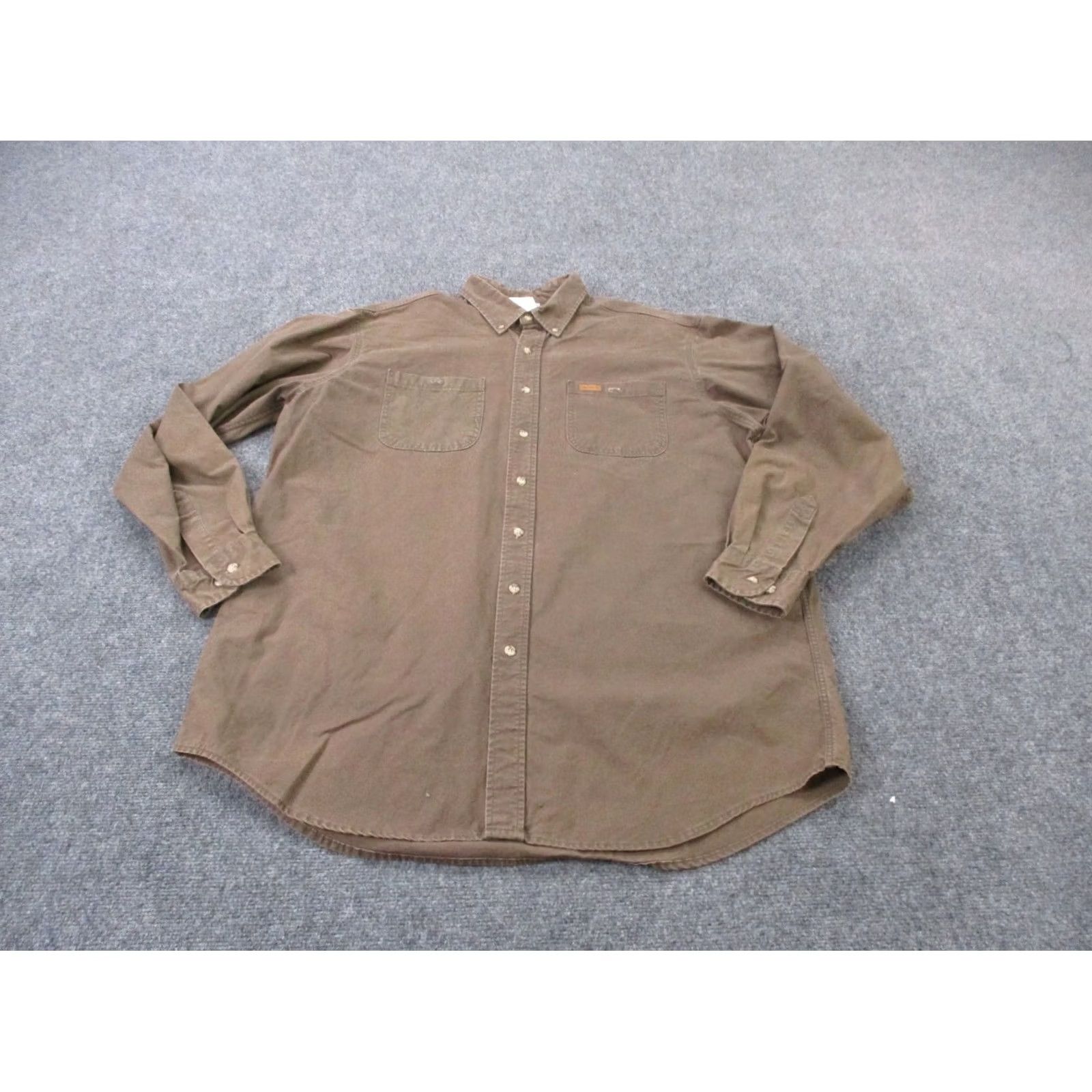 Carhartt Carhartt Shirt Mens XLT Brown Workwear Outdoors USA Made 90s Logo Button-Up Long Sleeve VINTAGE Size US XL / EU 56 / 4 - 2 Thumbnail