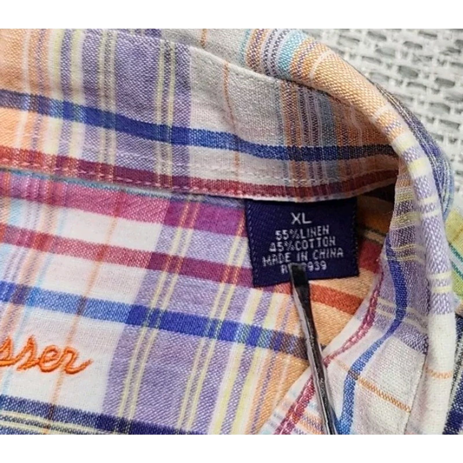 Vintage Alan Flusser Shirt Mens XL Plaid Short Sleeve Linen Blend Casual Preppy Size US XL / EU 56 / 4 - 5 Thumbnail