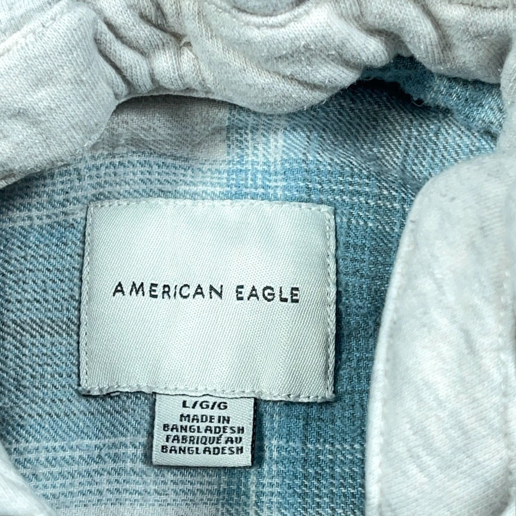 American Eagle Outfitters VINTAGE American Eagle Outfitters Shirt Jacket Men Large Blue Plaid Flannel Shacket Unlined Hooded Size US L / EU 52-54 / 3 - 3 Thumbnail