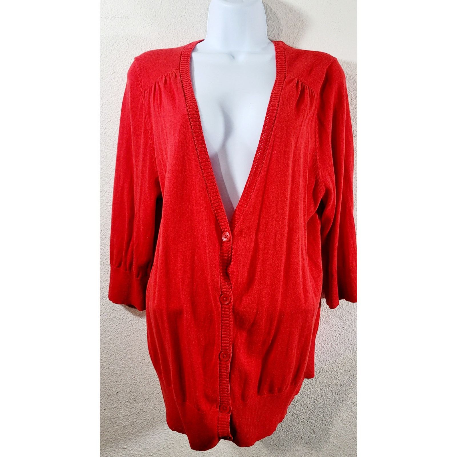 Other Lane Bryant Red Cardigan Sweater 18 20 Lightweight Soft Size XXL / US 16-18 / IT 52-54 - 1 Thumbnail