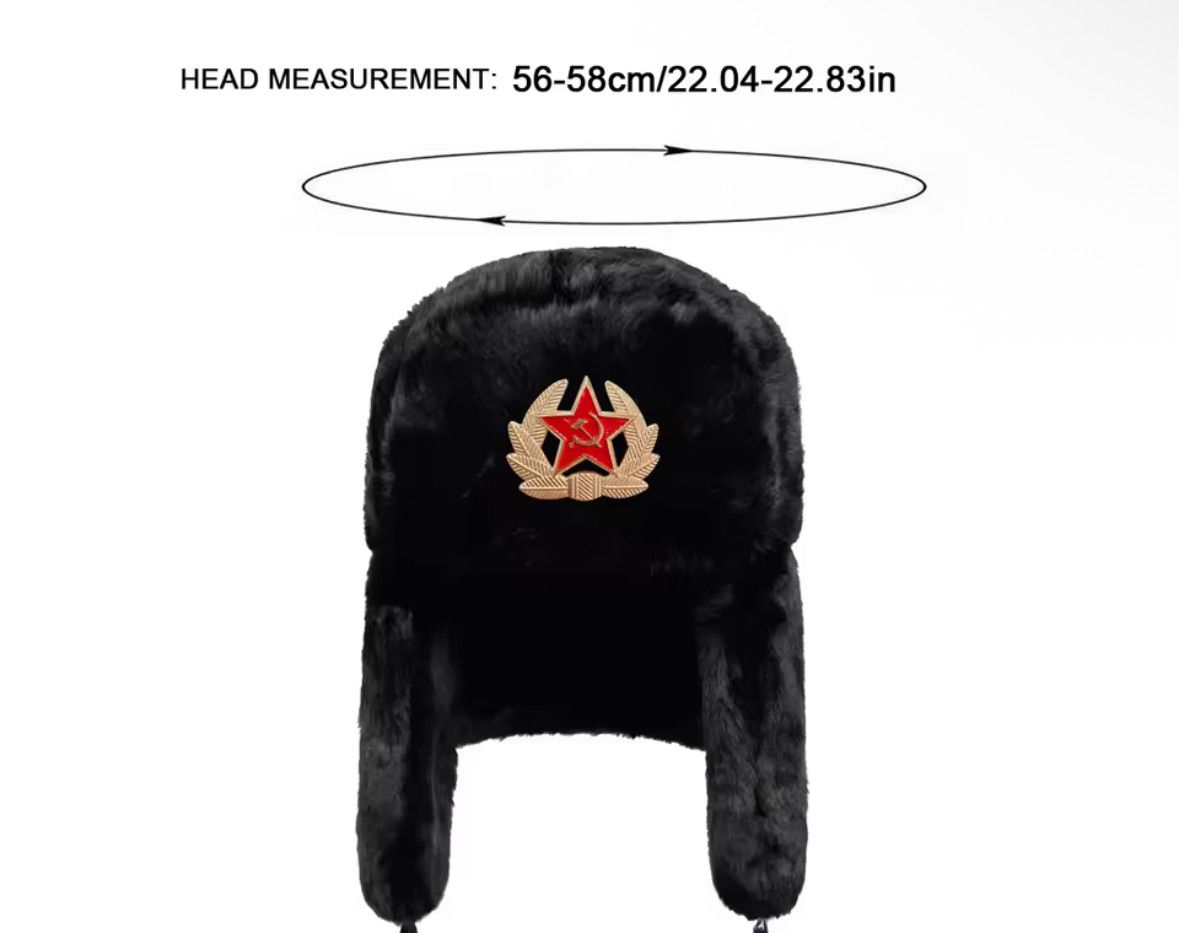 Other Sovjet Military Badge Pilot Plush Ushanka Winter Warm Hat Size ONE SIZE - 3 Thumbnail
