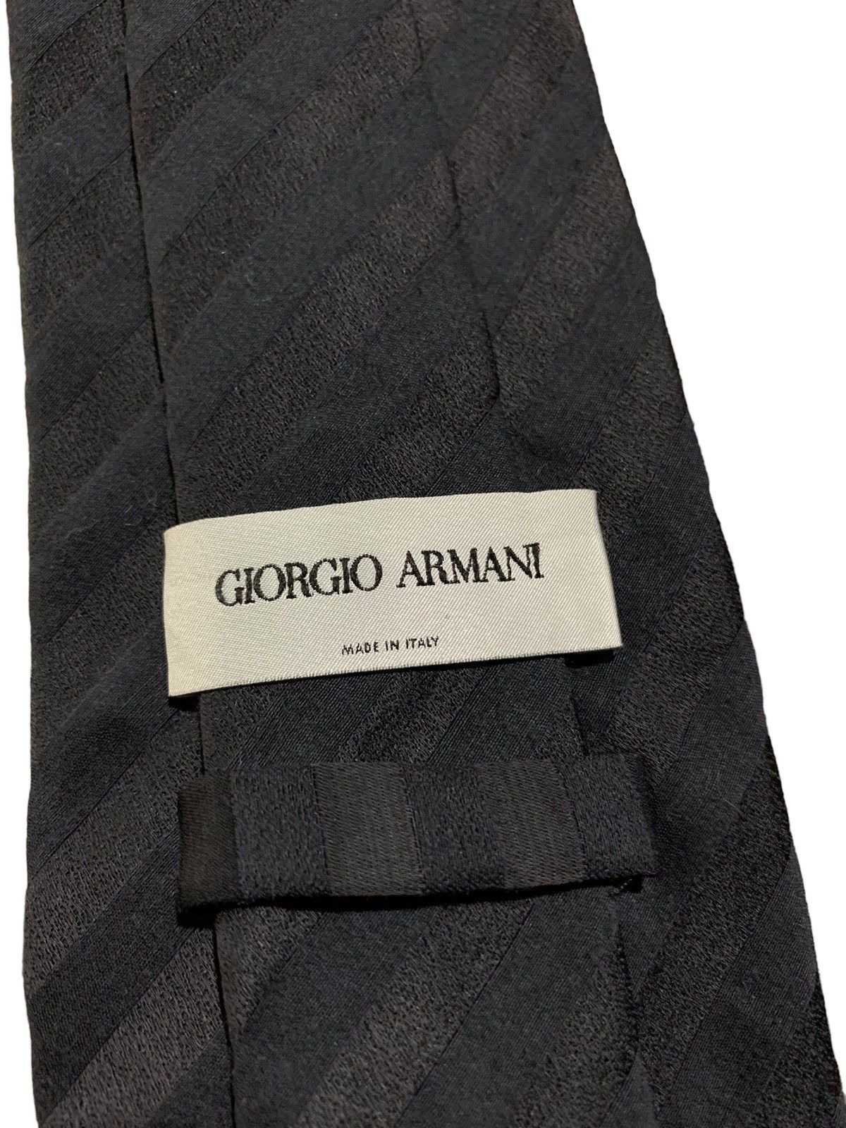 Armani Collezioni × Giorgio Armani Giorgio Armani diagonal stripe dark grey wool neck tie Size ONE SIZE - 6 Thumbnail