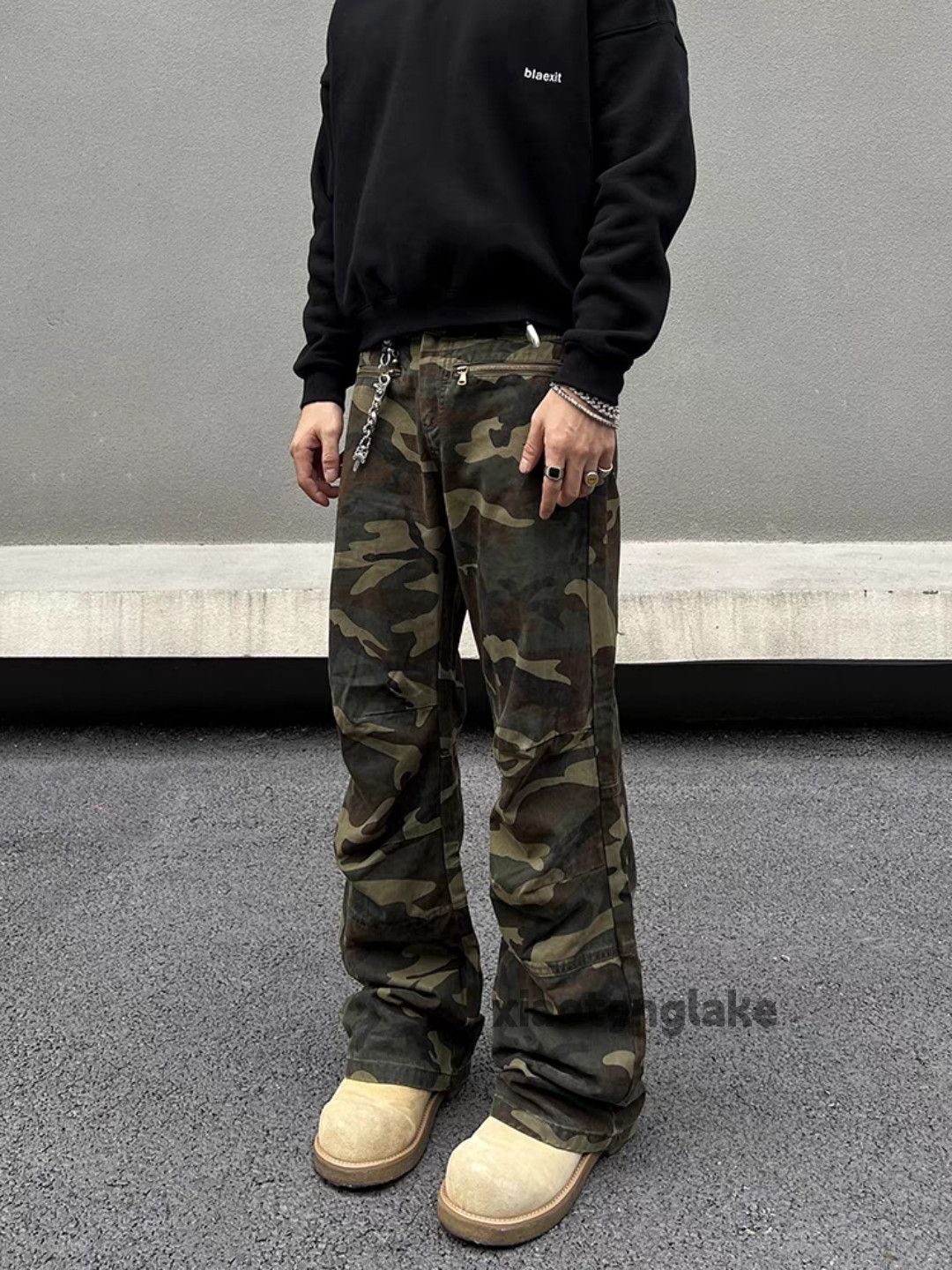 Designer × Japanese Brand × Vintage utility military camo punk grunge bootcut flared pants Size US 30 / EU 46 - 1 Thumbnail