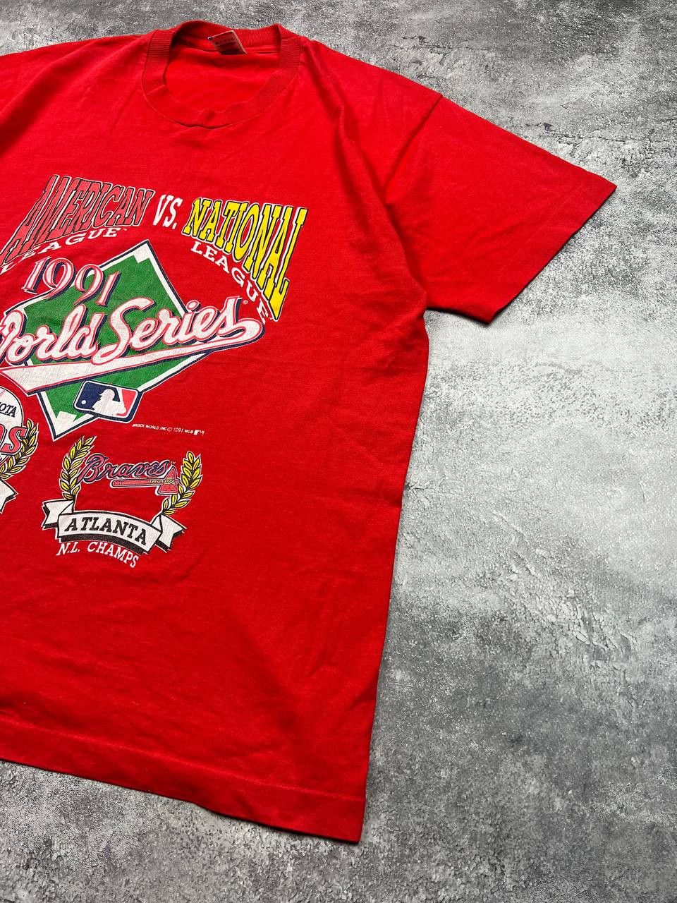 Vintage Vintage Atlanta Braves T-Shirt 1991S World National Series Size US XL / EU 56 / 4 - 3 Thumbnail