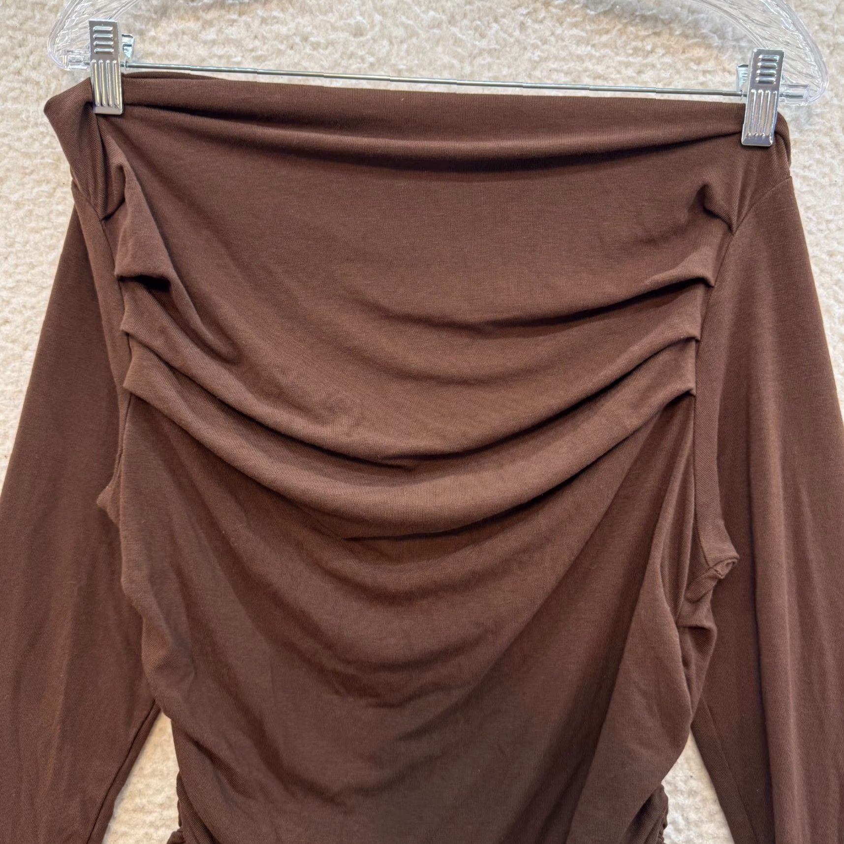 Vintage VINTAGE Y2K Off Shoulder Top XL Brown Ruched Boho Fairy Grunge Whimsigoth Shirt XL Brown Boho Fairy Grunge Whimsigoth Mens Womens Girls Boys Size XL / US 12-14 / IT 48-50 - 3 Thumbnail