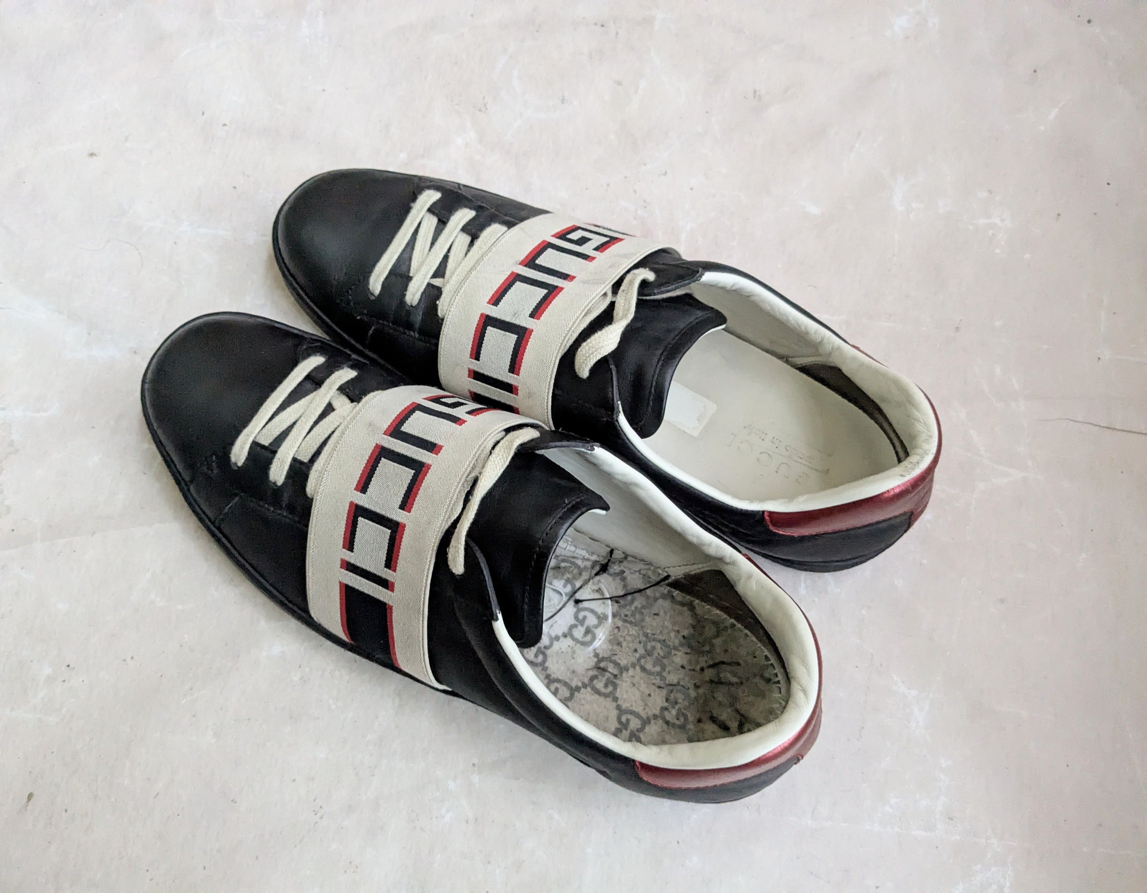 Gucci Gucci Ace Black Stripe Black 12 Low Tops Leather Size US 12 / EU 45 - 10 Thumbnail