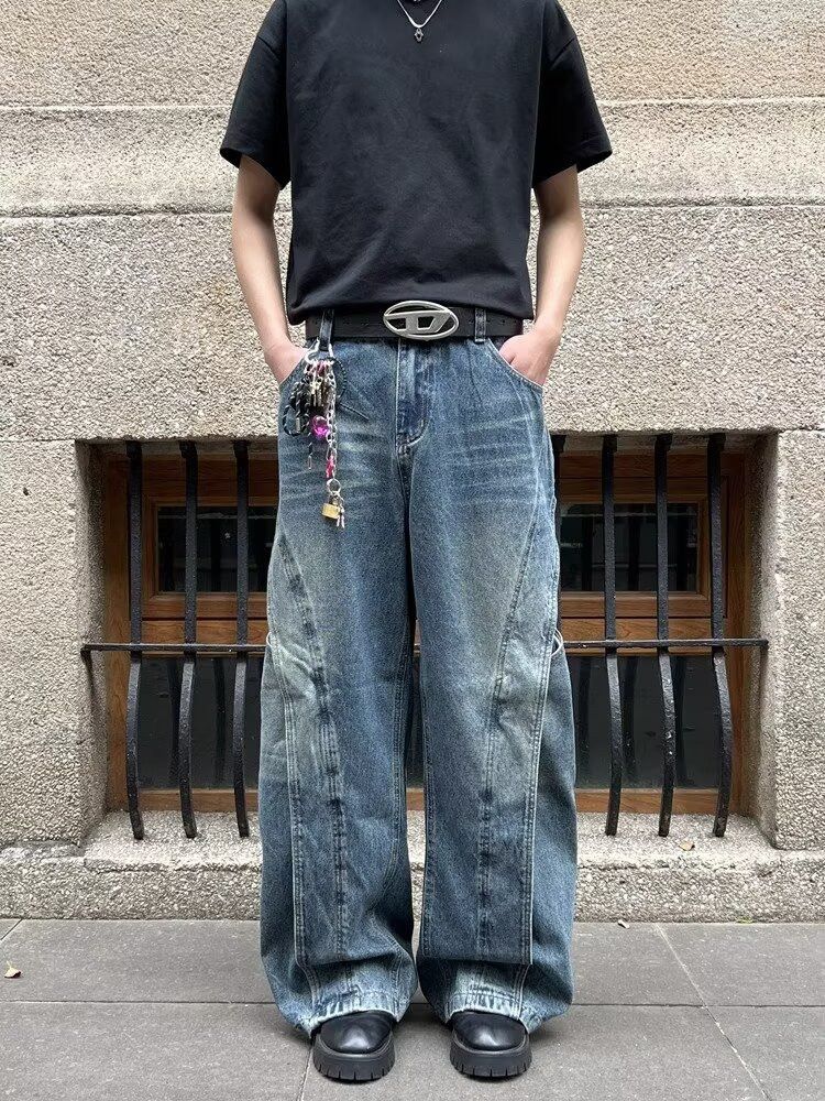 Other Ropa Streetwear Pleated Layer Jeans Baggy Y2K Size US 33 - 3 Thumbnail