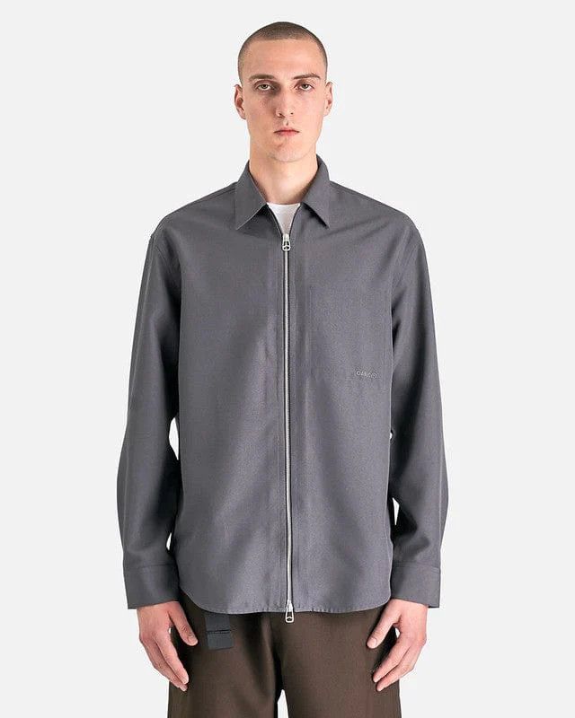 OAMC o1y0225 Solid Color Zip Shirt in Lead Size US M / EU 48-50 / 2 - 1 Thumbnail