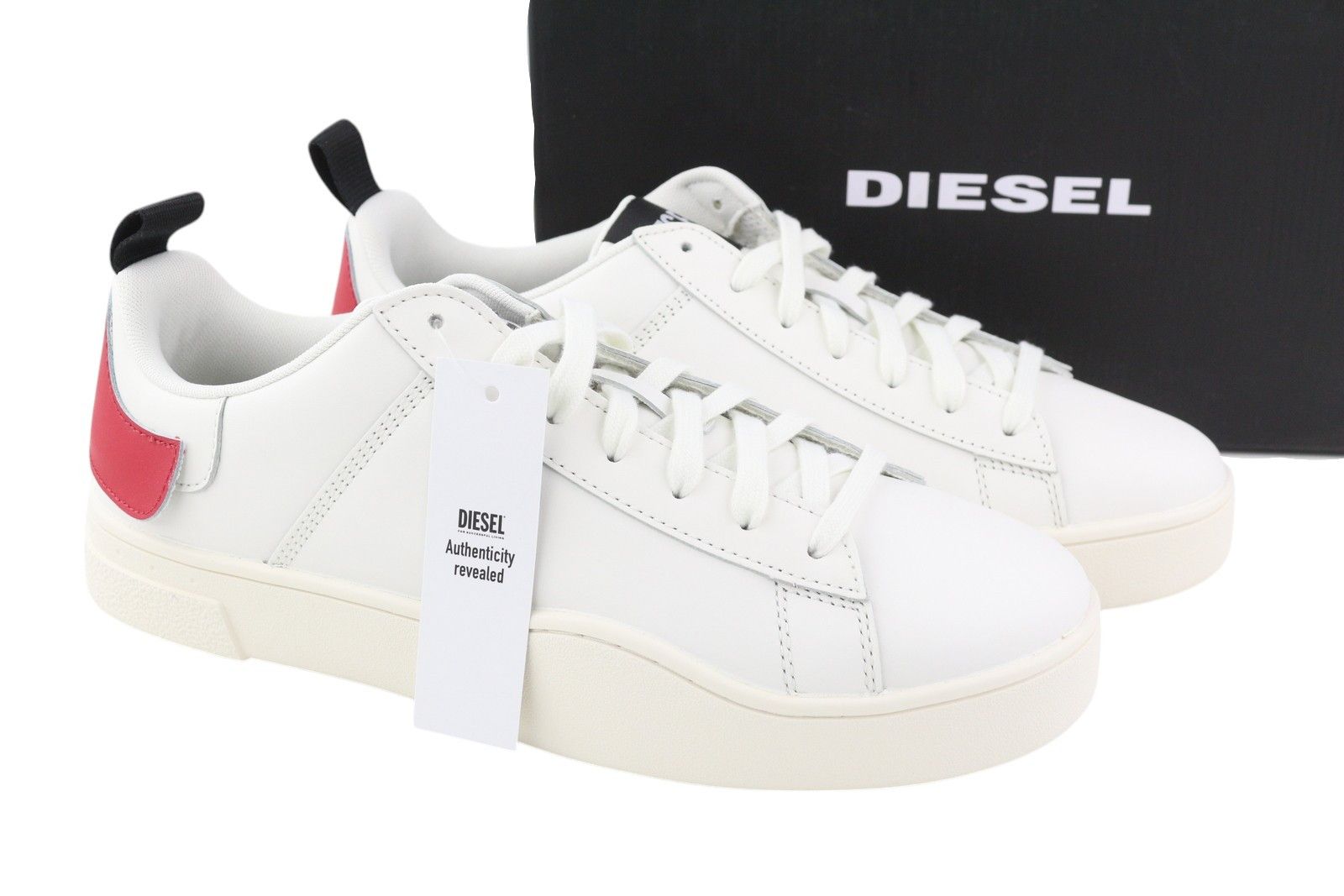 Diesel S-Clever Low Lace Eu44.5 White Red Leather 41561 Shoes, Men's (Size 11.5)