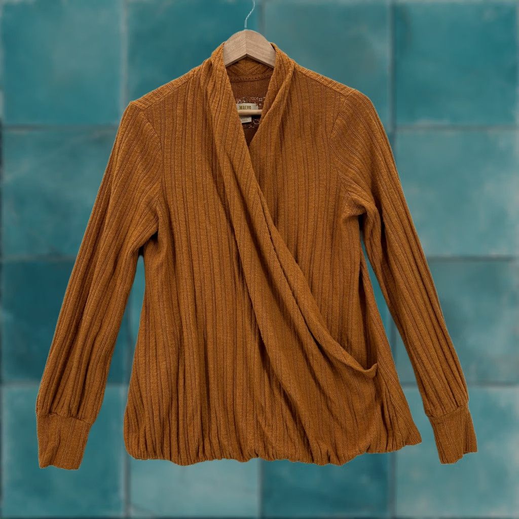 Vintage Maeve Wrap Sweater Womens M Orange Knit V-Neck Bohemian Long Sleeve Casual Size M / US 6-8 / IT 42-44 - 1 Thumbnail
