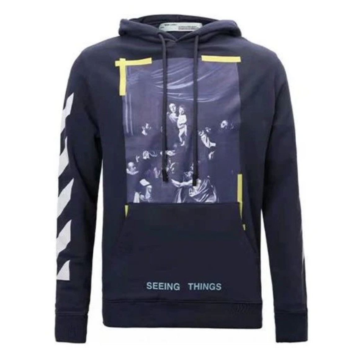 image of Off White Caravaggio Pullover Hoodie Navy in Blue/Navy, Men's (Size Small)