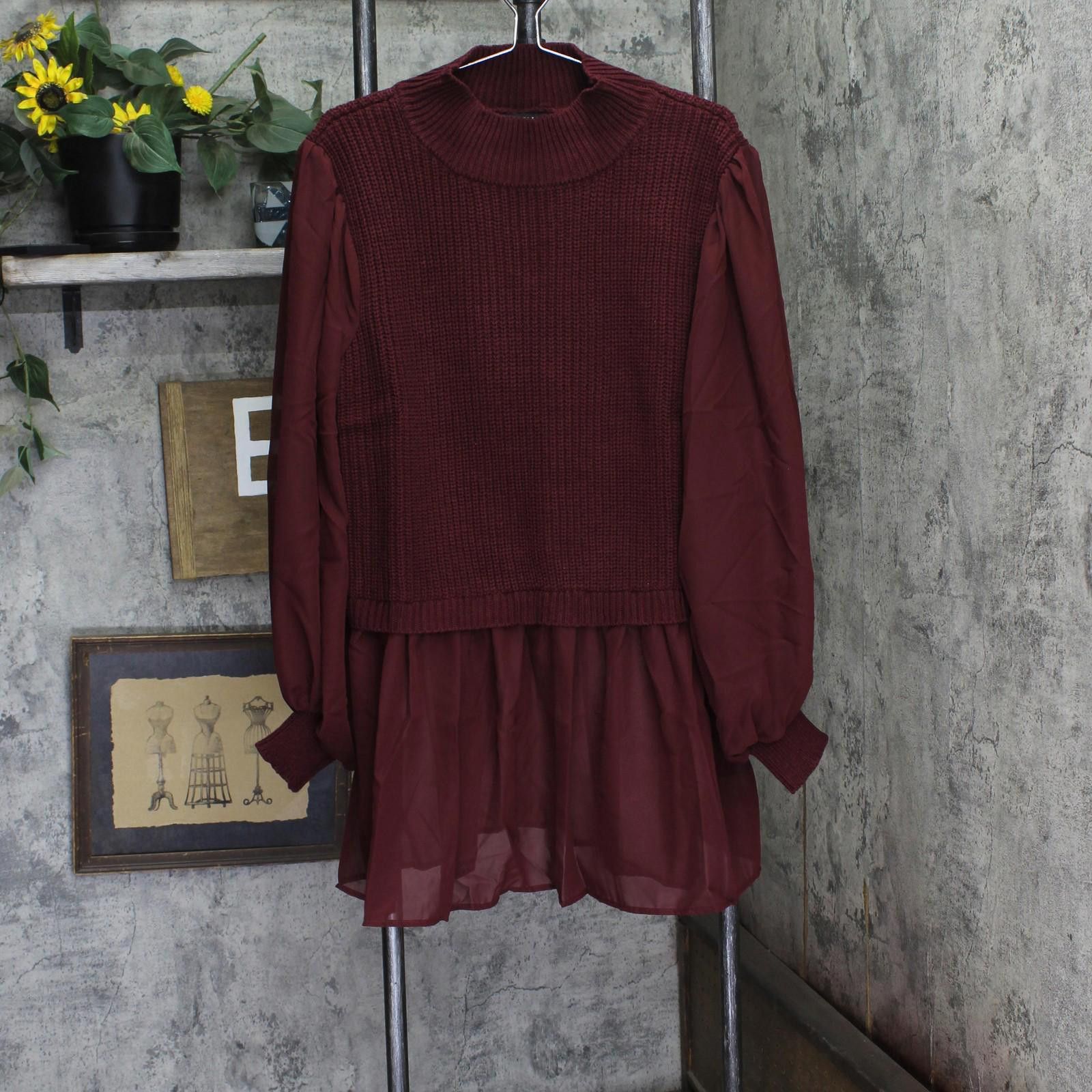 NWT Eloquii Twofer With Chiffon Maroon Banner Red 22W / 24W, Women's (Size 3xl)