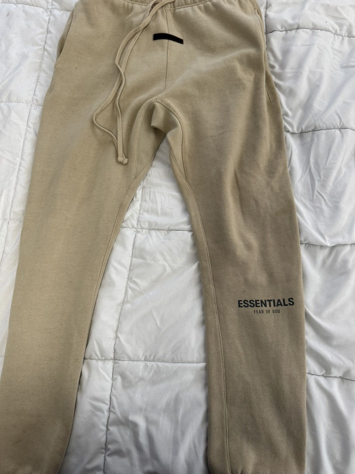 Beige Essential Logo Pants