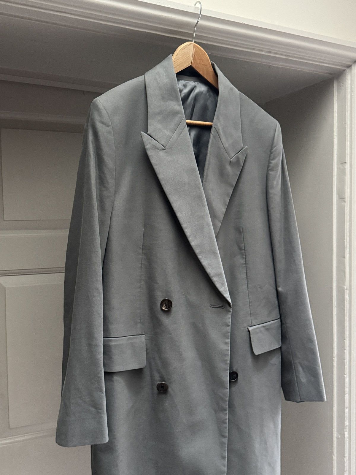The Row The Row Mickey Double Breasted Cotton Coat Men's Grey Medium Size US M / EU 48-50 / 2 - 3 Thumbnail