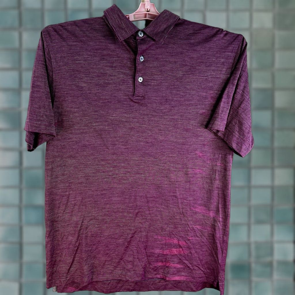 Peter Millar VINTAGE Peter Millar Polo Shirt Men Medium Purple Striped Silk Blend Short Sleeve Casual Size US M / EU 48-50 / 2 - 1 Thumbnail