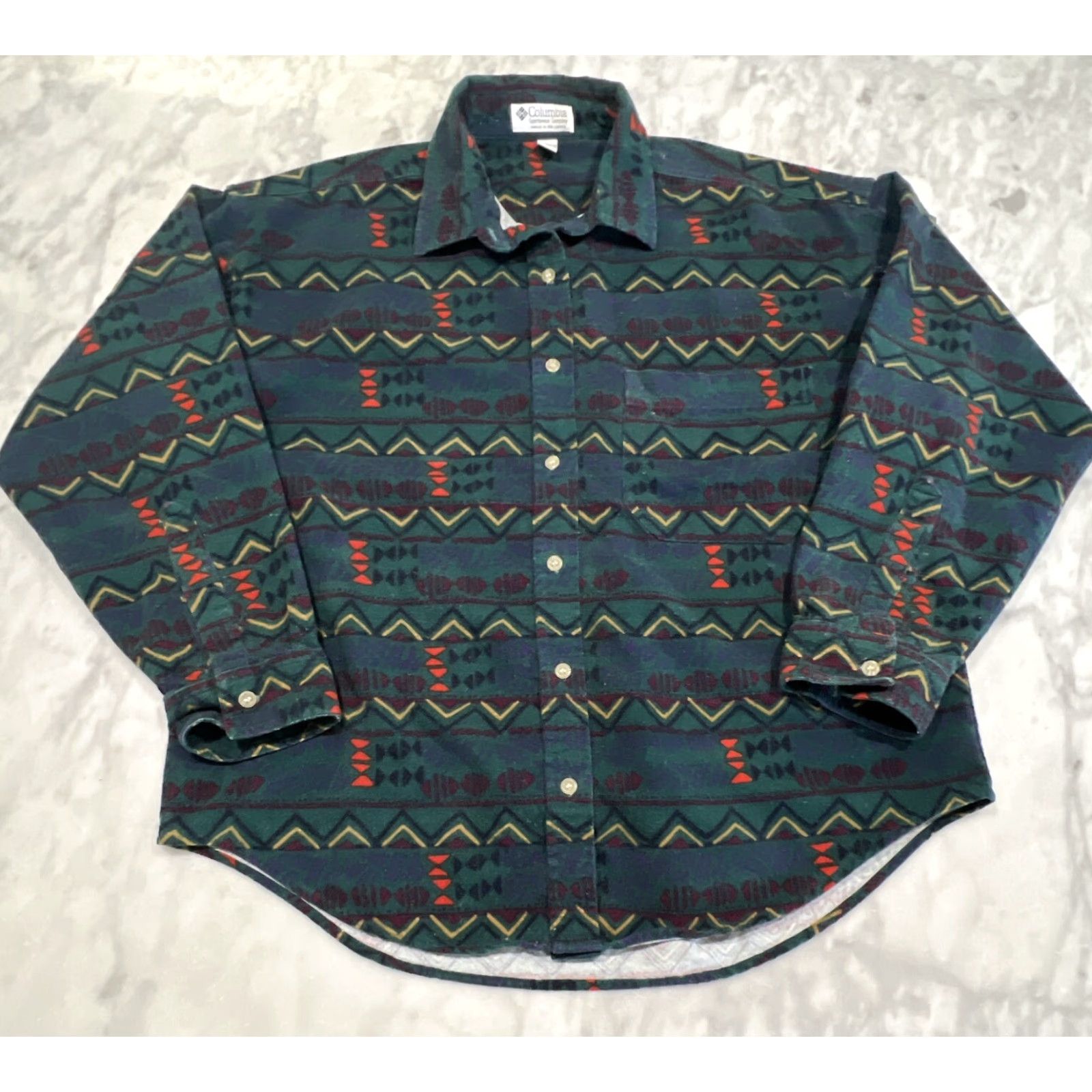 Vintage Columbia Fleece Button Up Women’s Medium Aztec Geometric Long Sleeve Cotton Size M / US 6-8 / IT 42-44 - 3 Thumbnail