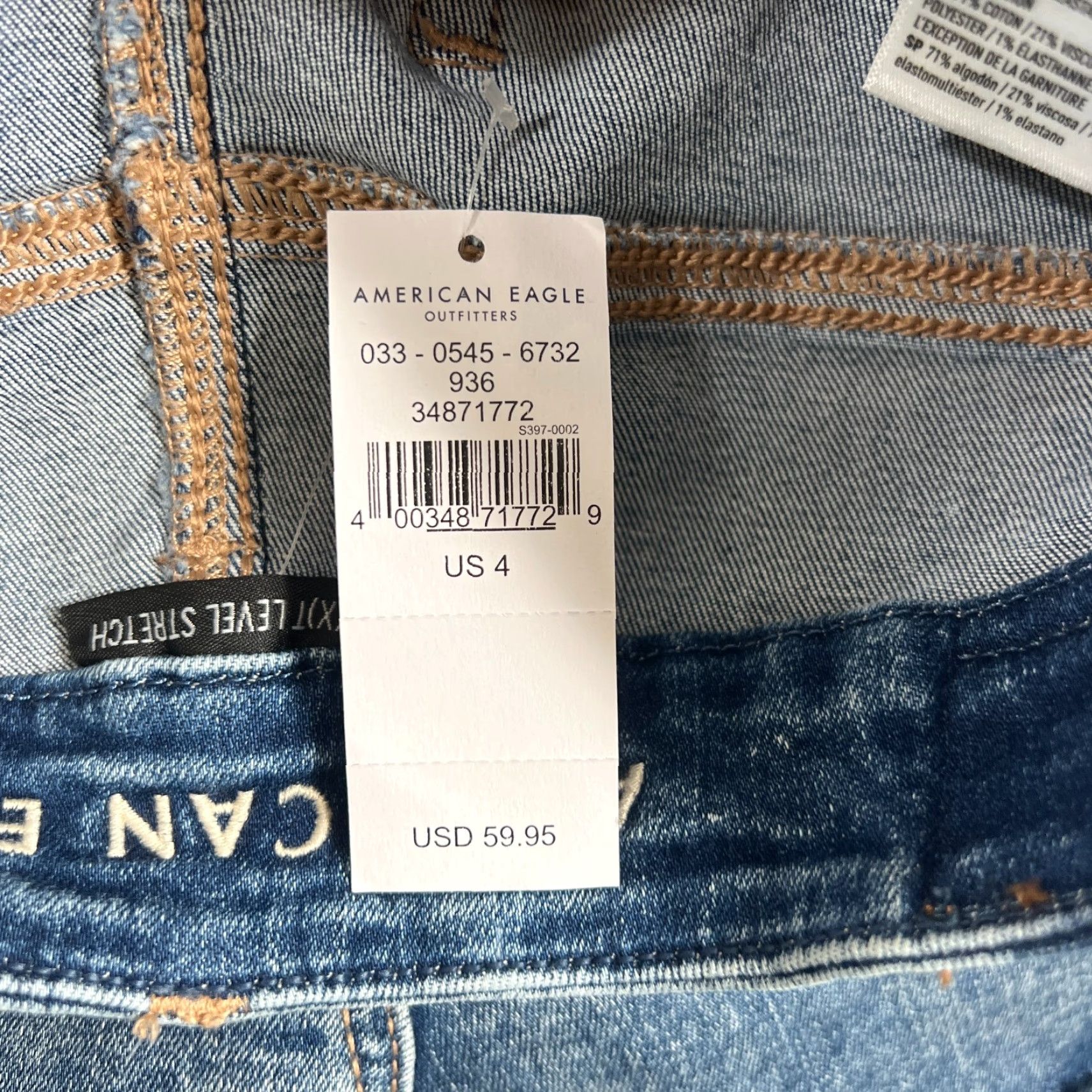 American Eagle Outfitters American Eagle Shorts Women's 4 Curvy Hi Rise Shortie Blue Denim Jorts Raw Hem Size 27" / US 4 / IT 40 - 5 Thumbnail
