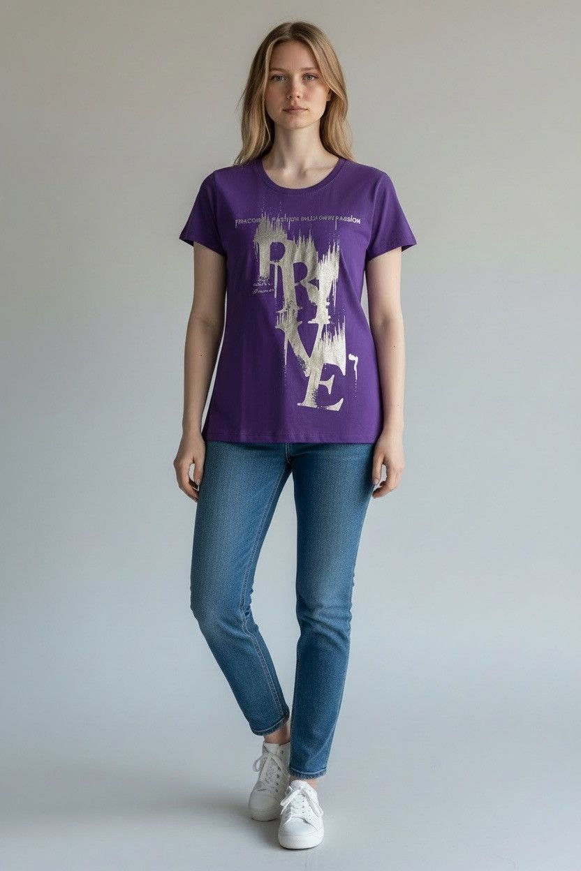 Other Fracomina Embellished Graphic T-Shirt - Purple/Silver - NWT Size M / US 6-8 / IT 42-44 - 1 Thumbnail