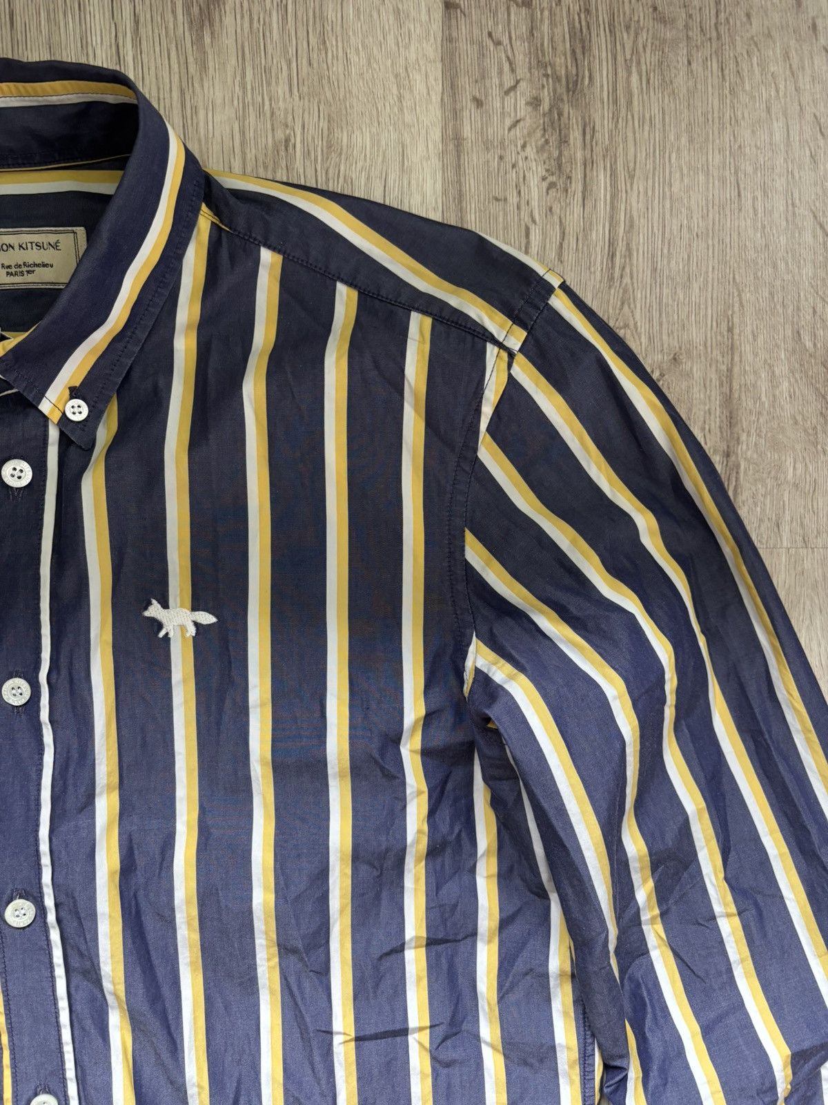 Maison Kitsune Maison Kitsuné Men’s Striped Shirt Size 38 Cotton Fox Logo Size US S / EU 44-46 / 1 - 5 Thumbnail