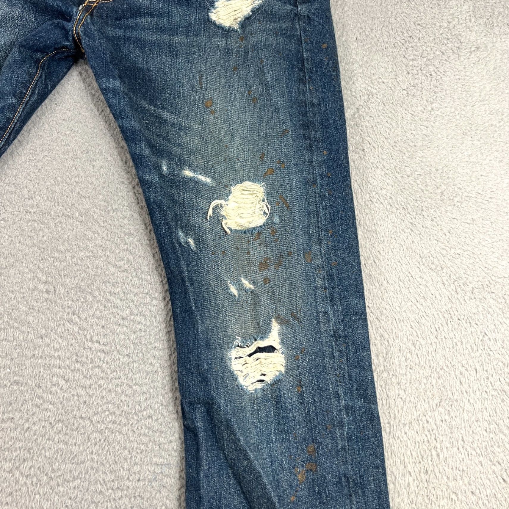 Levi's Levi's 501 Jeans Mens 34x32 Straight Leg Blue Distressed Comfort Casual Size US 34 / EU 50 - 3 Thumbnail
