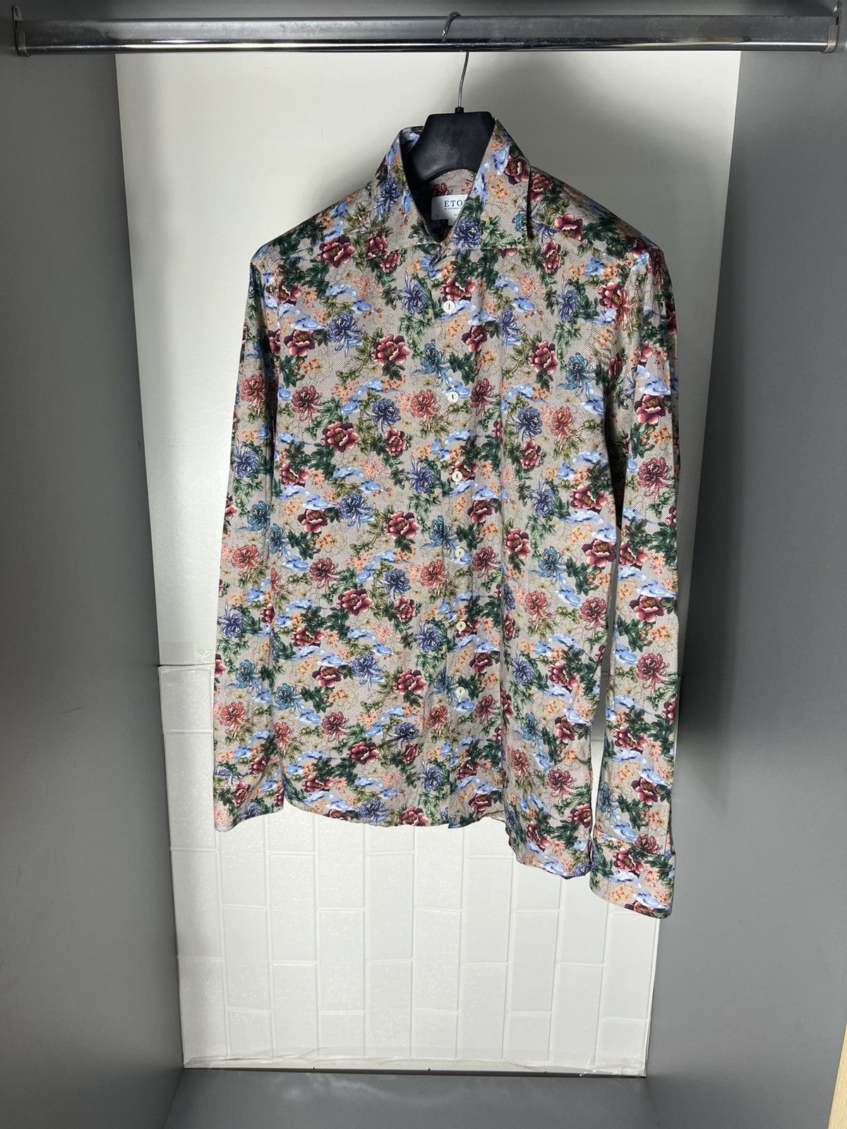 Eton × Vintage VERY RARE ETON ITALIAN DESIGNER FLOWER LONG SLEEVE SHIRT Size US M / EU 48-50 / 2 - 3 Thumbnail