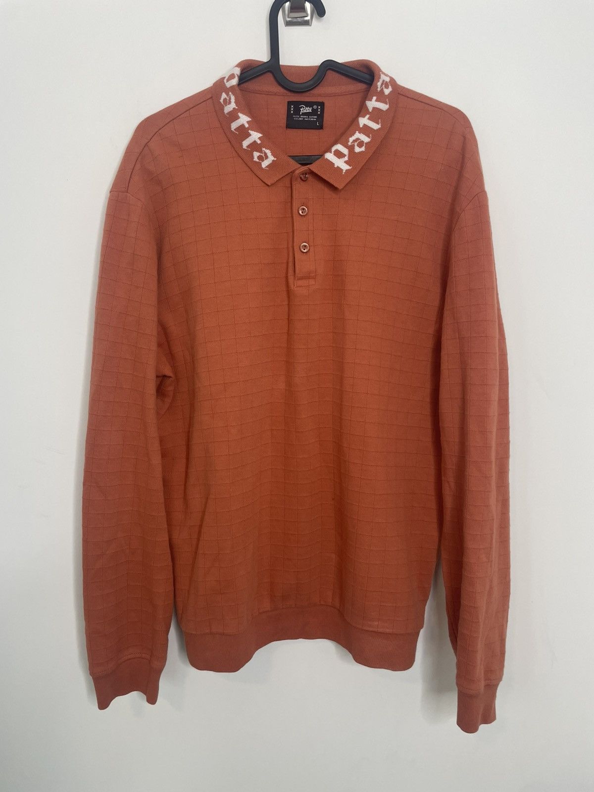 Patta Patta Gothic Logo Long Sleeve Polo Waffle Grid Orange Large Size US L / EU 52-54 / 3 - 1 Thumbnail