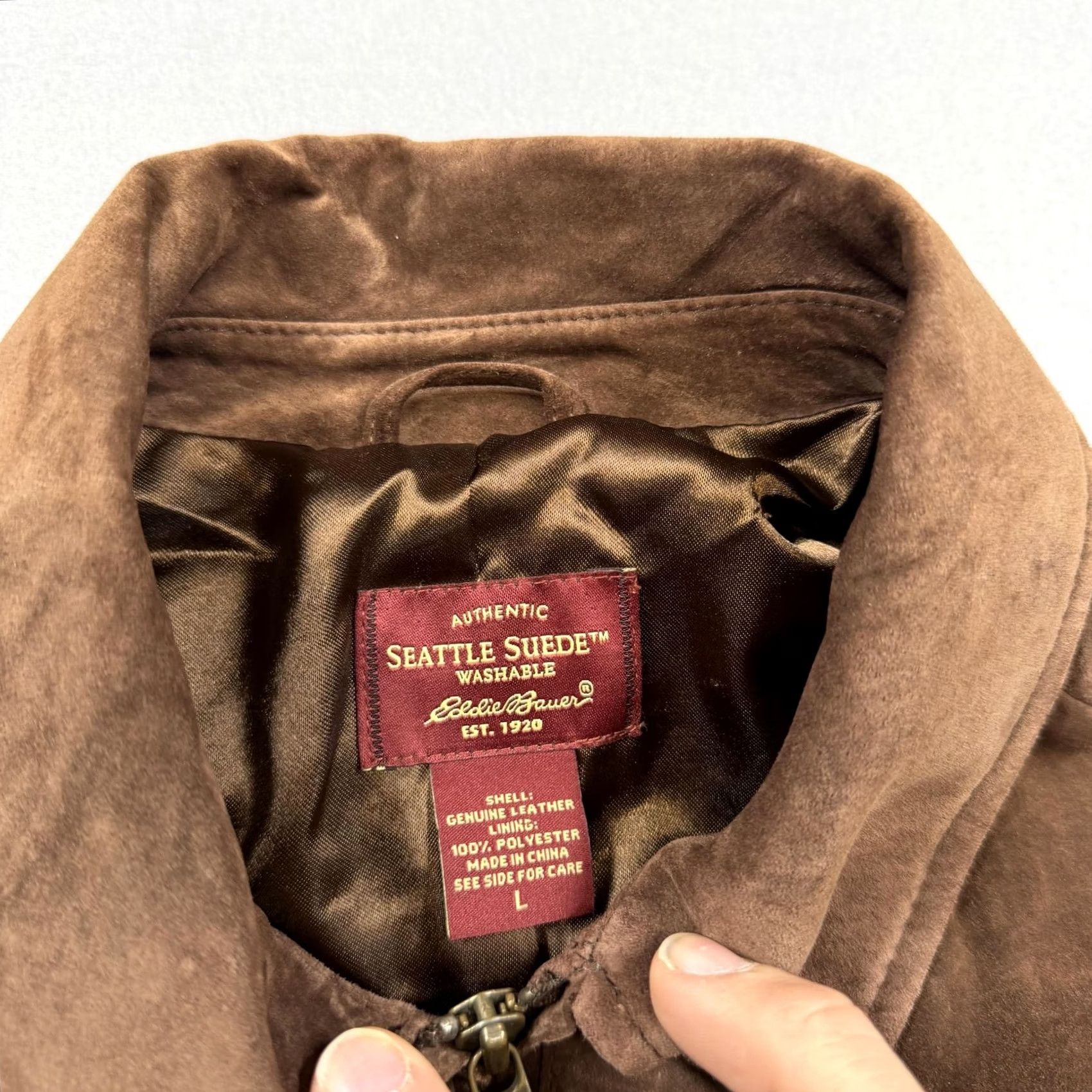 Eddie Bauer Eddie Bauer Coat Womens L Brown Suede Full Zip Collared Lined Mid Length"} Size L / US 10 / IT 46 - 2 Thumbnail
