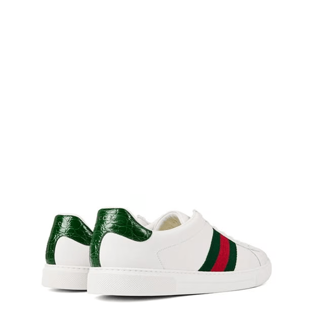 Gucci Men'S Web Leather New Ace Low Top Trainers Size US 7 / EU 40 - 4 Thumbnail