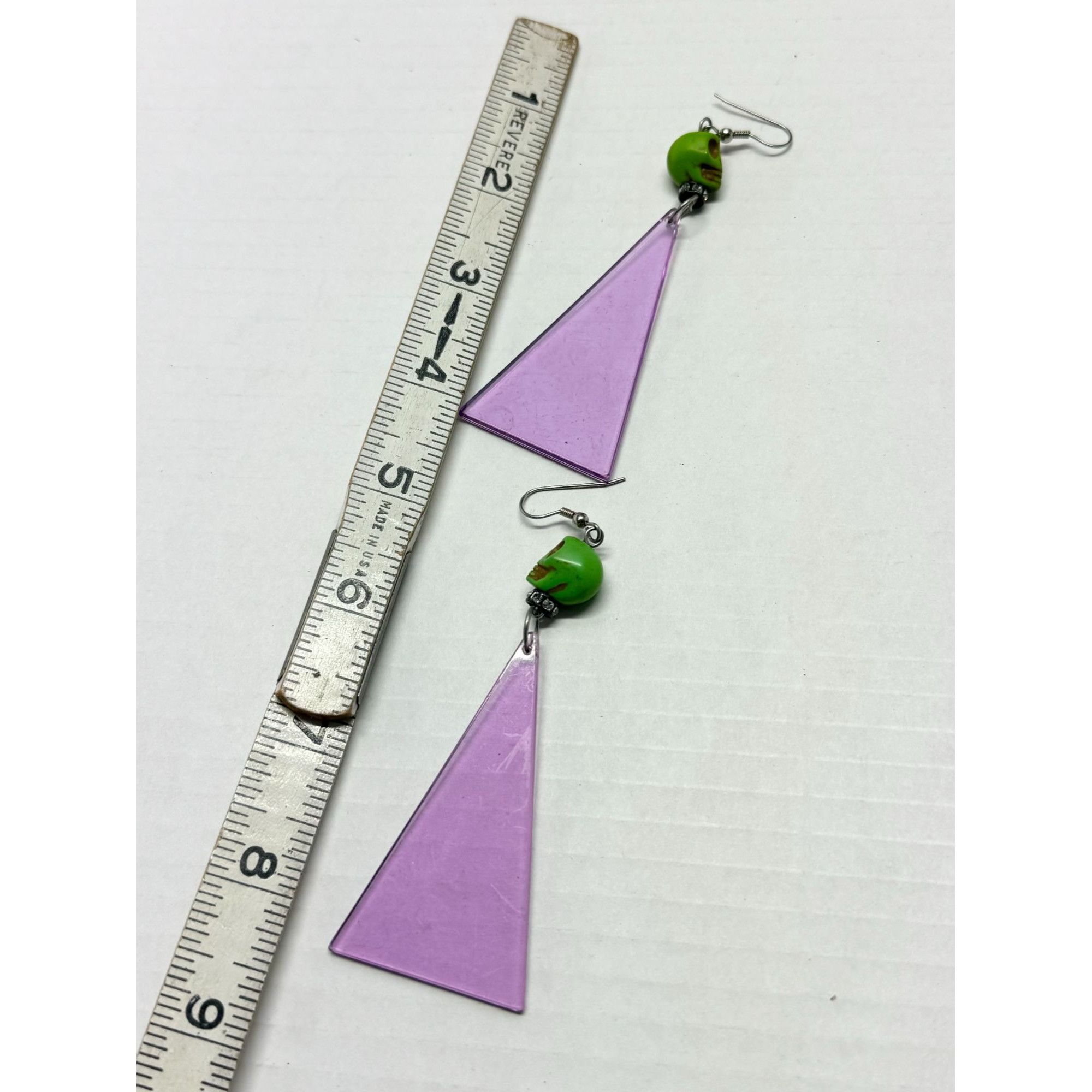 Vintage Vintage Purple lucite rhinestone skull dangle drop earrings Size ONE SIZE - 5 Thumbnail