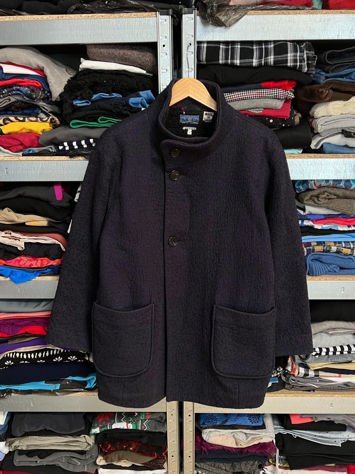 Blue Blue Japan Vintage Blue Blue Japan Wool Button Jacket Boa Lined Coat Size US S / EU 44-46 / 1 - 3 Thumbnail
