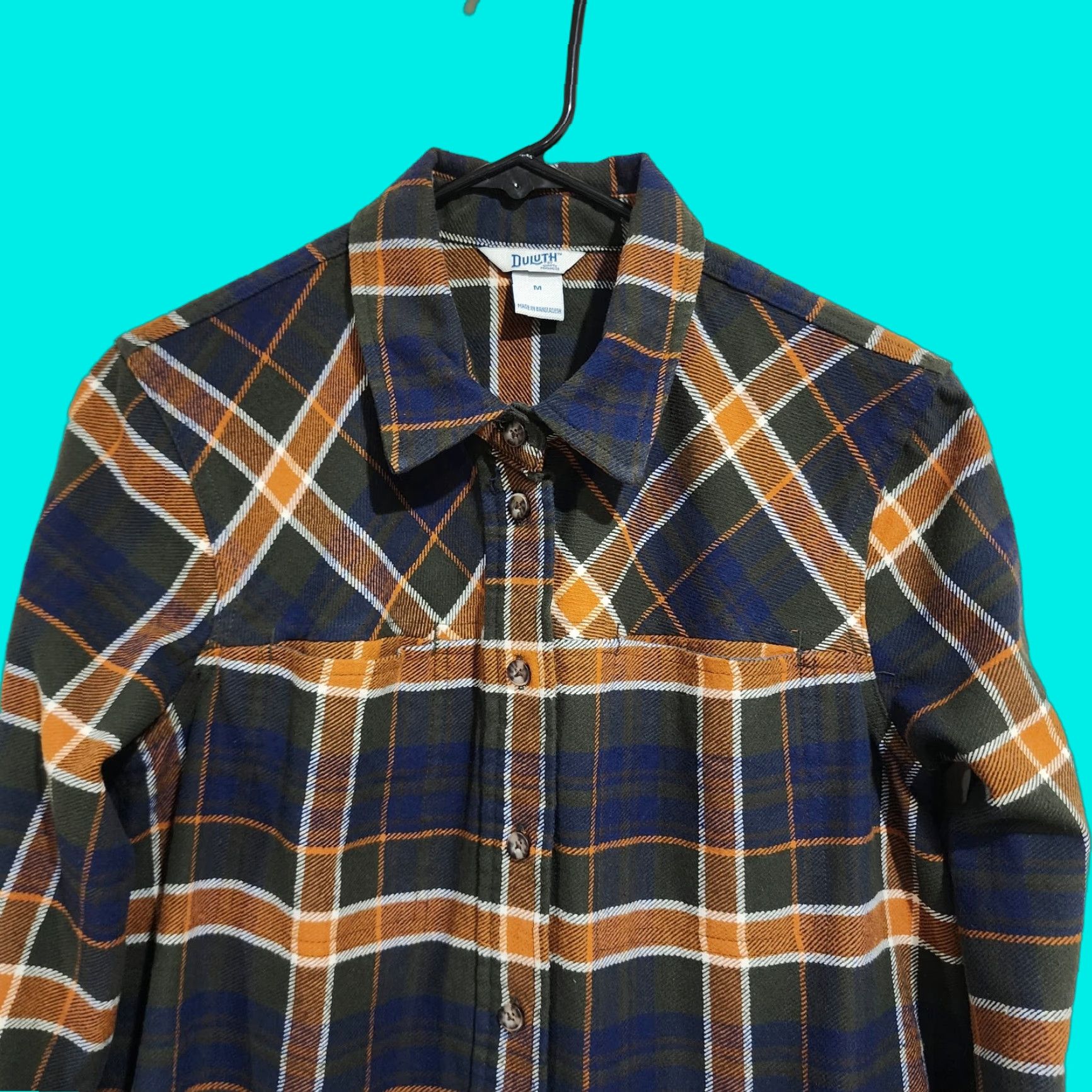 Duluth Shirt Jacket Women M Blue Plaid Casual Workwear Western Outdoor Easy Care Pockets Button-Up