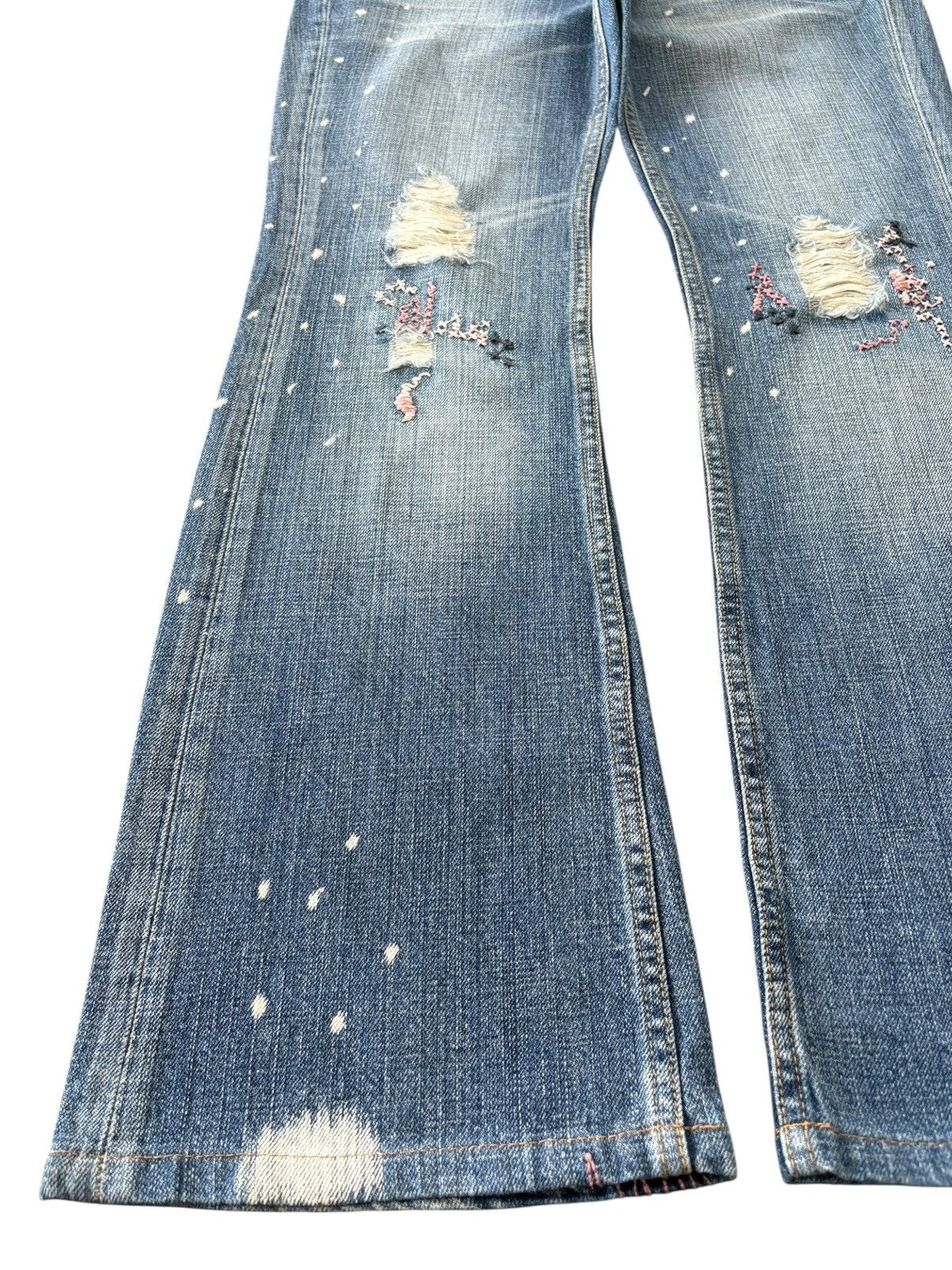 Levi's Vintage 90s Levis 553 Flare Rare Design Distressed Jeans Size 32" / US 10 / IT 46 - 6 Thumbnail