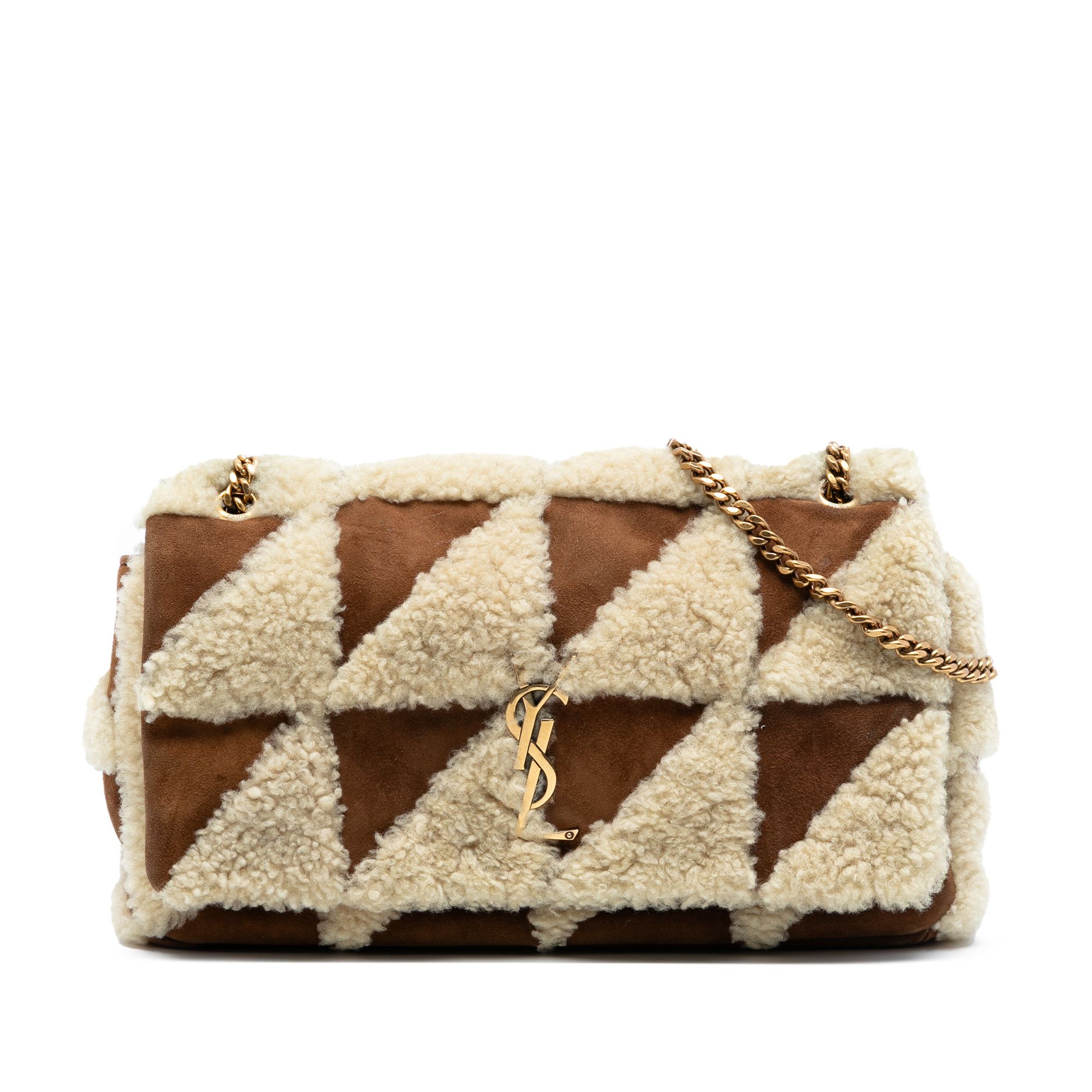 Yves Saint Laurent Yves Saint Laurent Medium Suede and Shearling Patchwork Jamie Shoulder Bag Size ONE SIZE - 1 Thumbnail