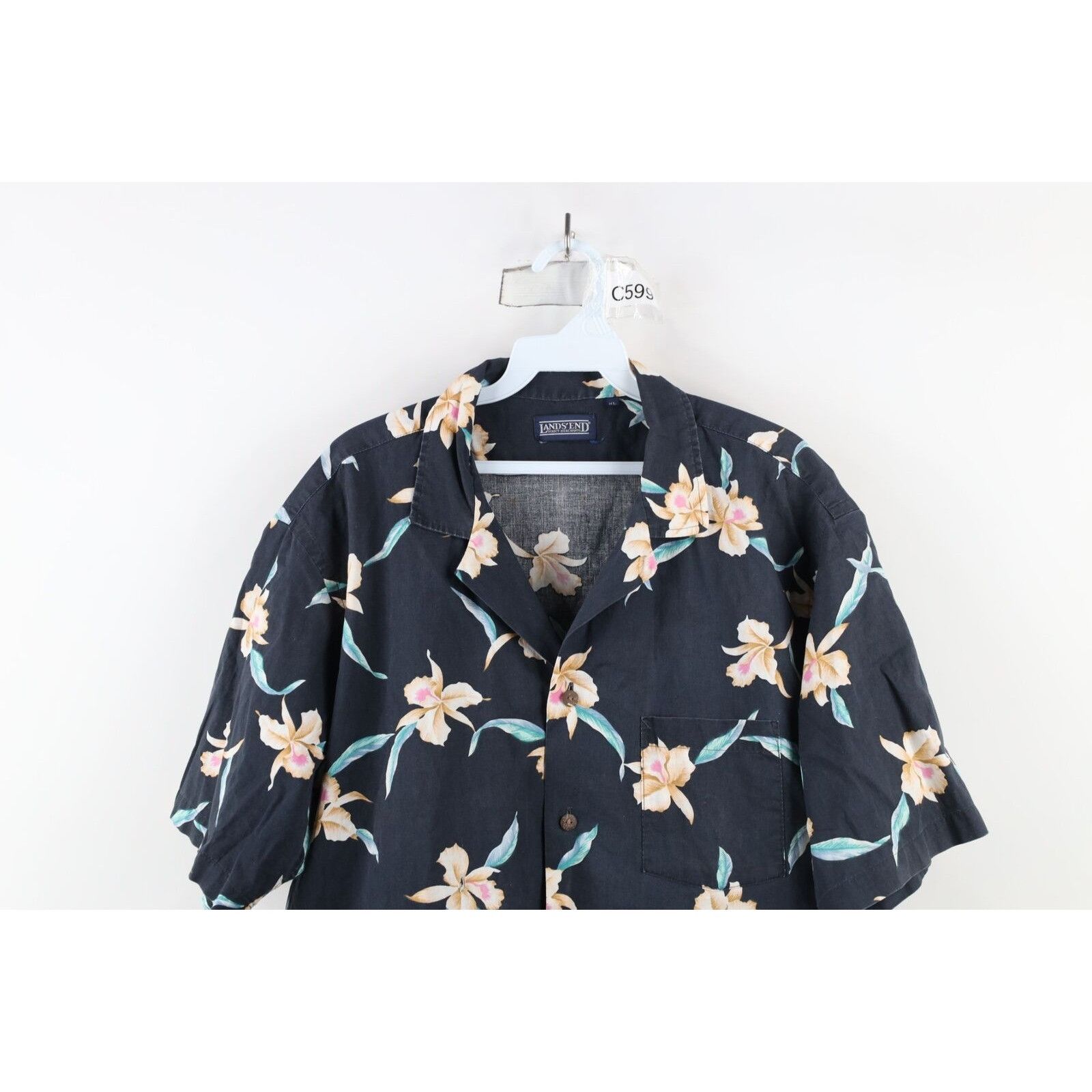 Lands' End × Vintage Vintage 90s Lands End Flower Camp Hawaiian Button Shirt Size US XL / EU 56 / 4 - 2 Thumbnail